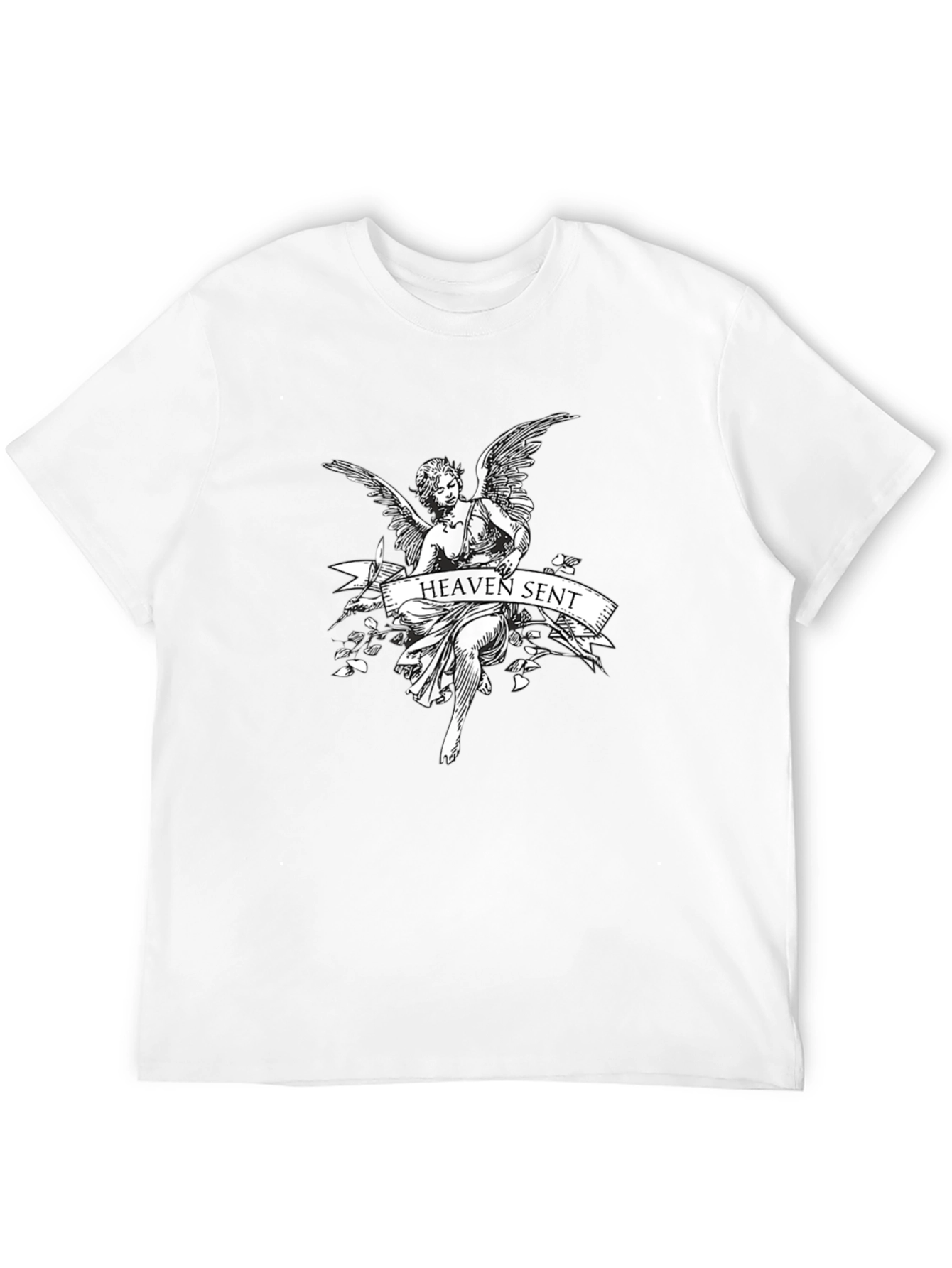 Heaven Sent Angel Graphic T-Shirt - Black