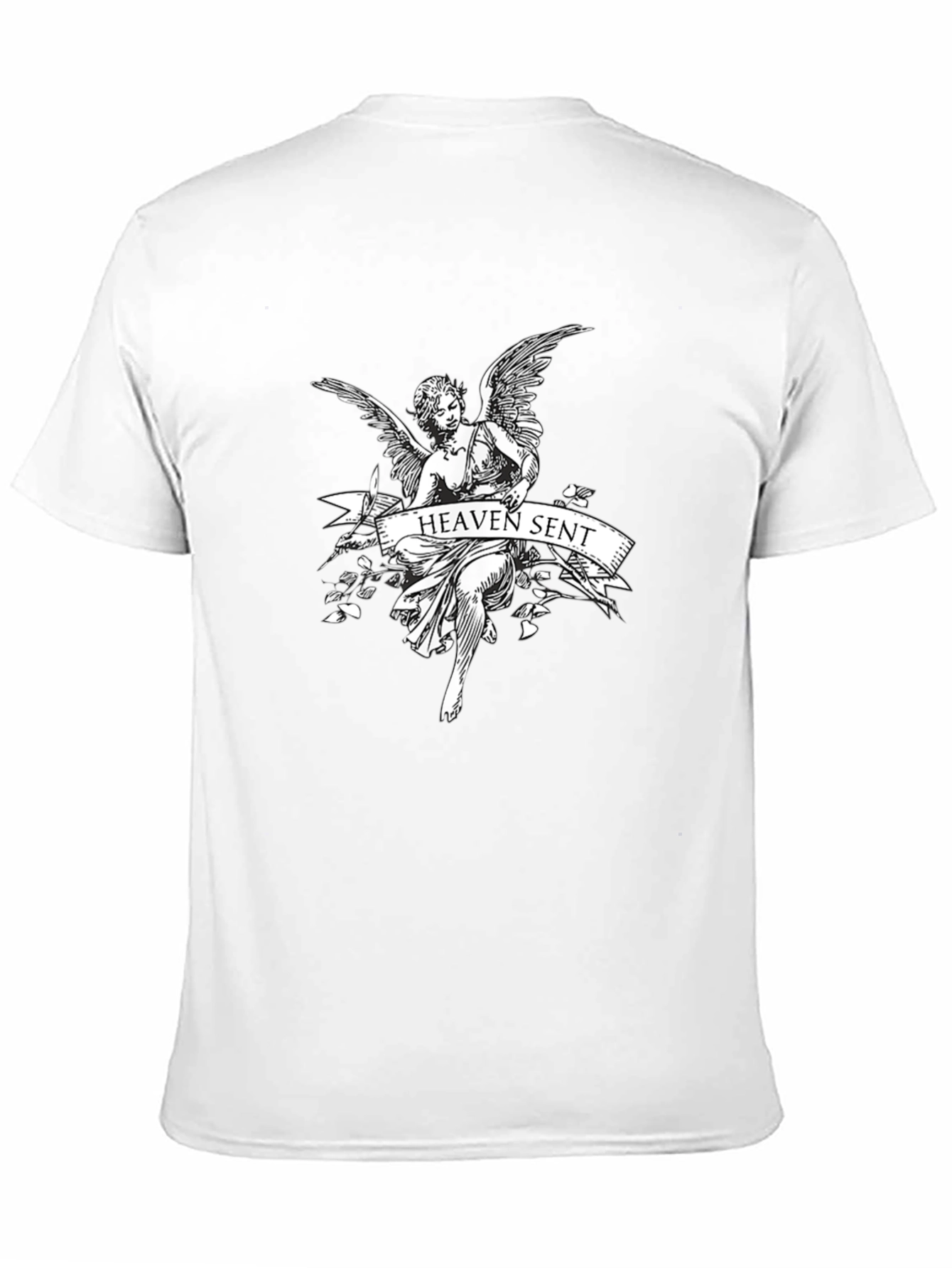 Heaven Sent Angel Graphic T-Shirt - Black