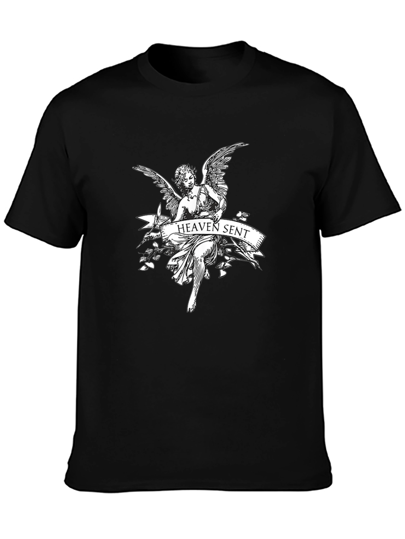 Heaven Sent Angel Graphic T-Shirt - Black