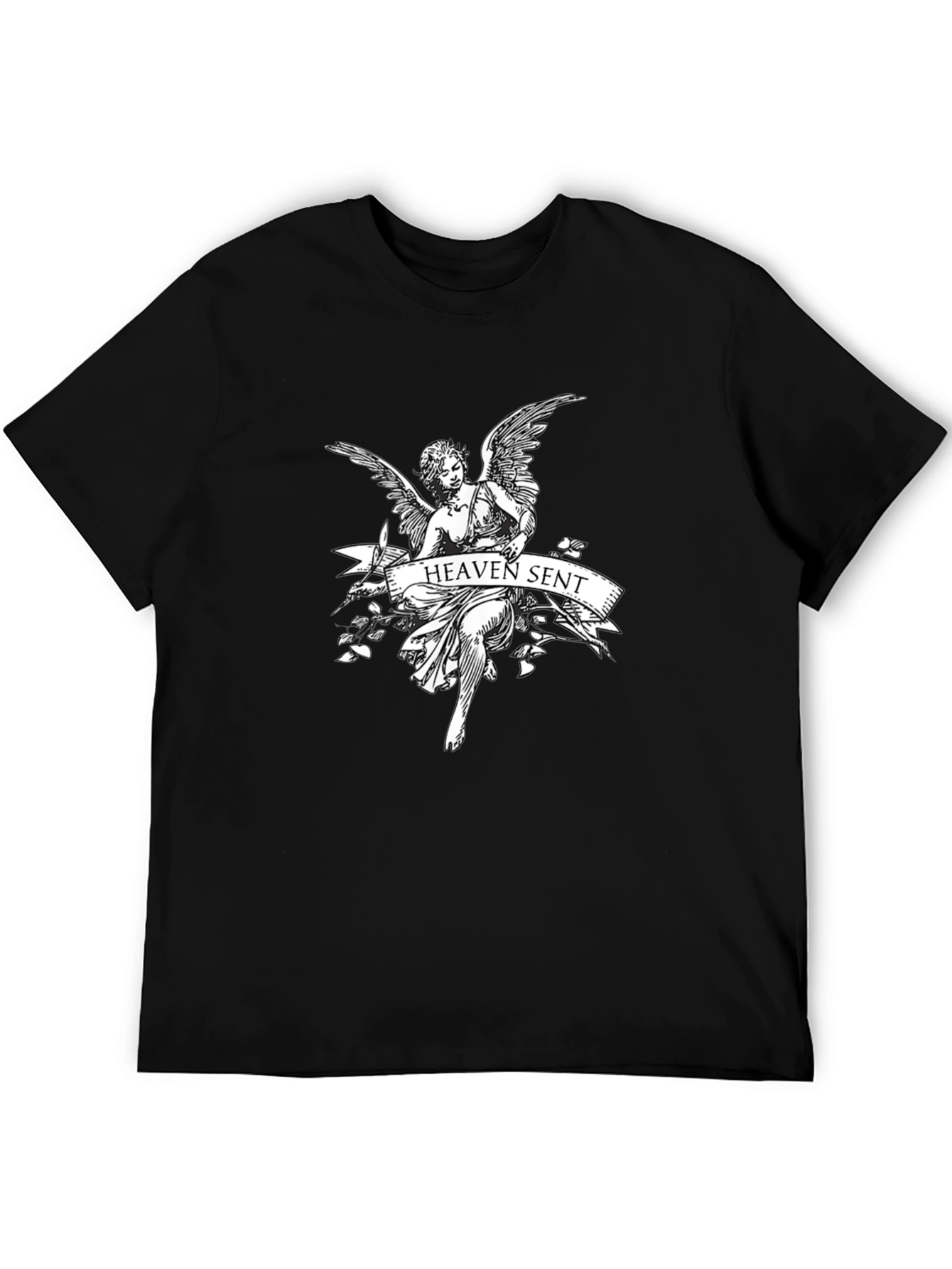 Heaven Sent Angel Graphic T-Shirt - Black