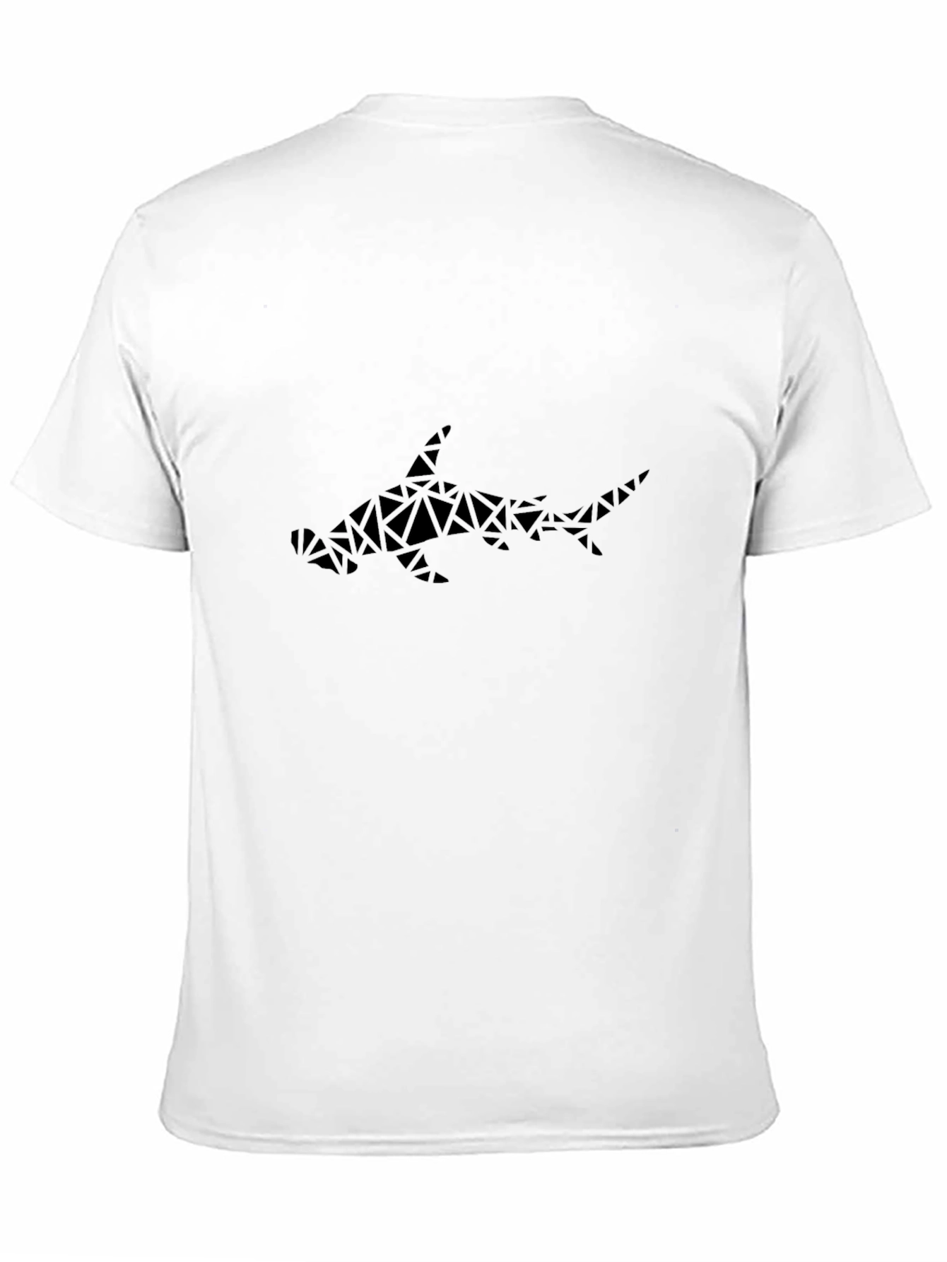 Geometric Hammerhead Shark Graphic Tee - Black Cotton