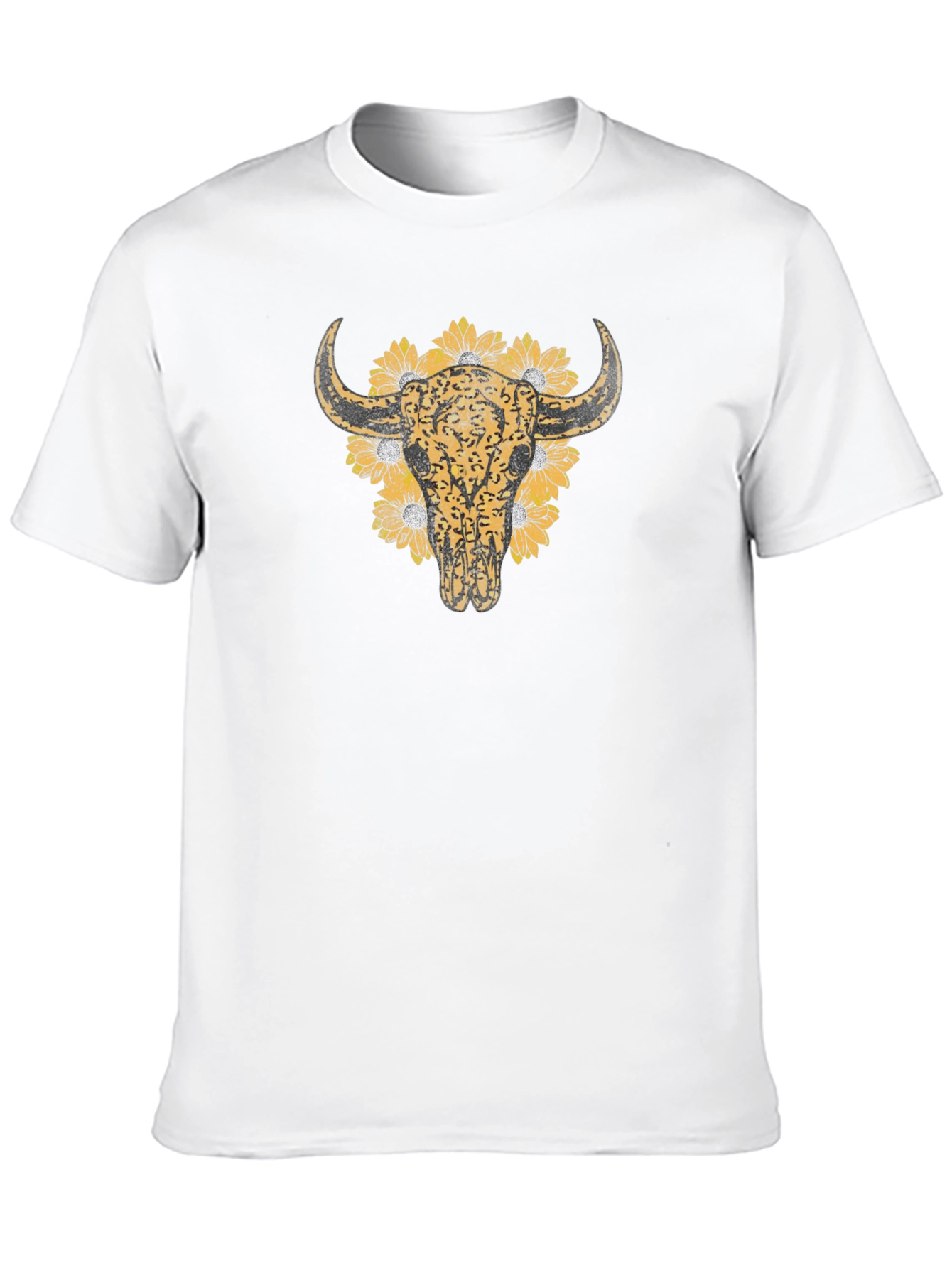 Cow Skull & Sunflower Graphic T-Shirt