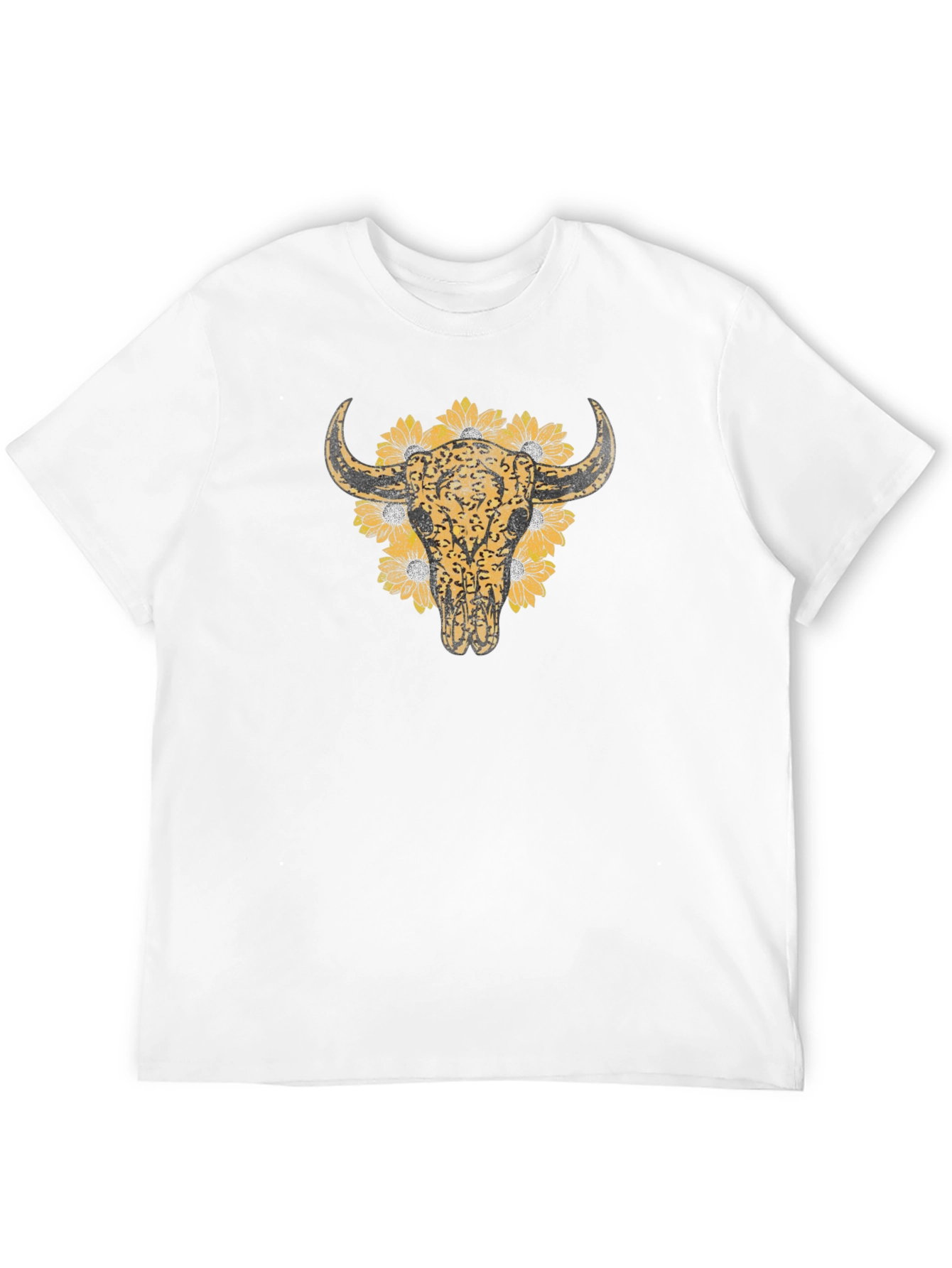 Cow Skull & Sunflower Graphic T-Shirt