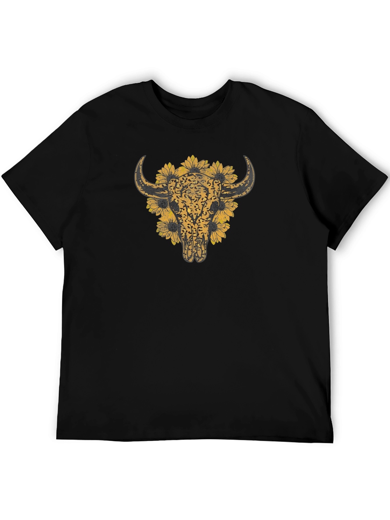Cow Skull & Sunflower Graphic T-Shirt