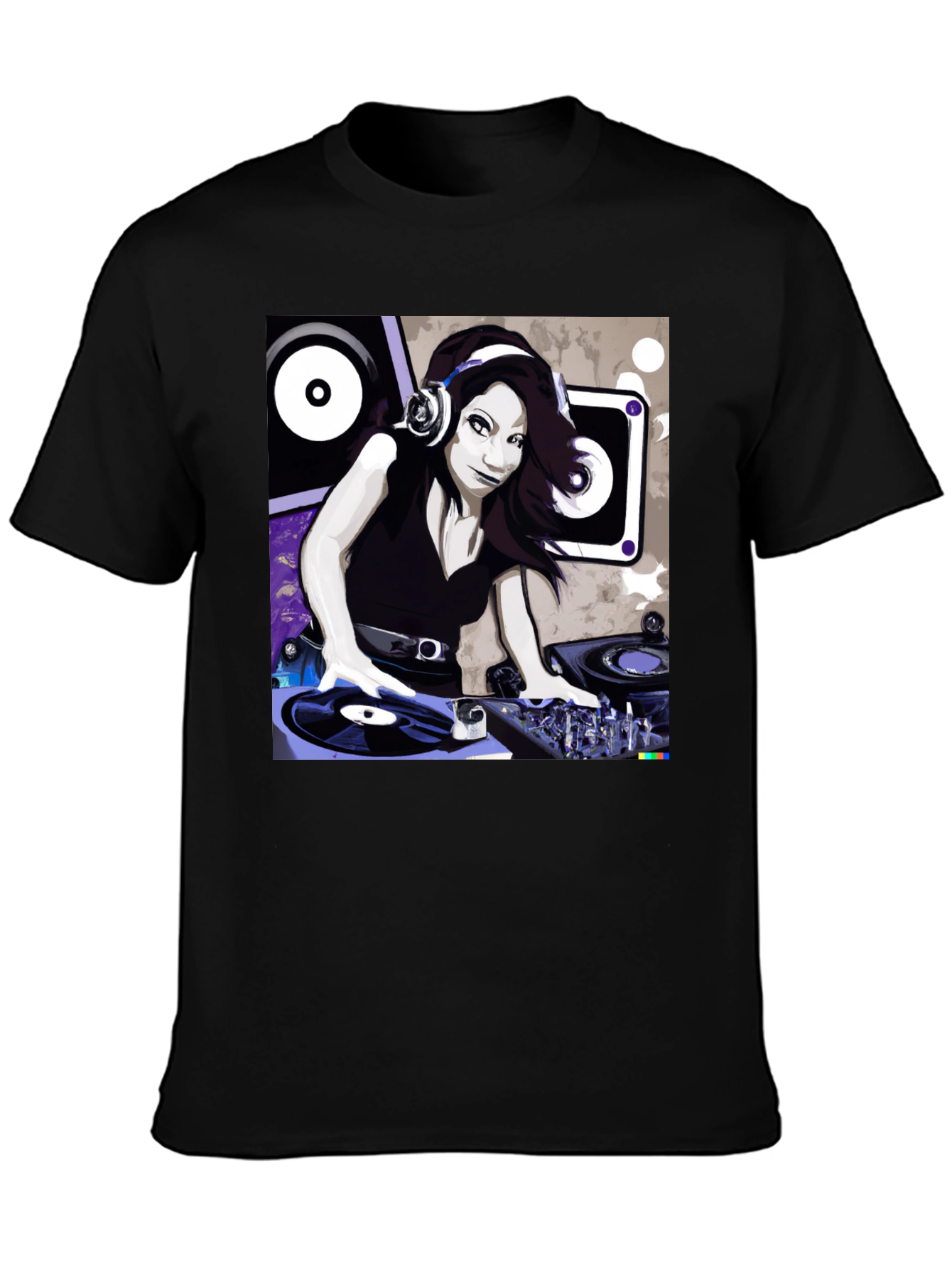 DJ Girl Graphic Tee - Black Cotton T-Shirt