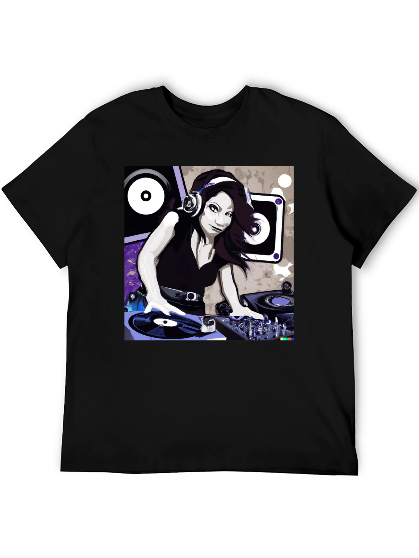 DJ Girl Graphic Tee - Black Cotton T-Shirt
