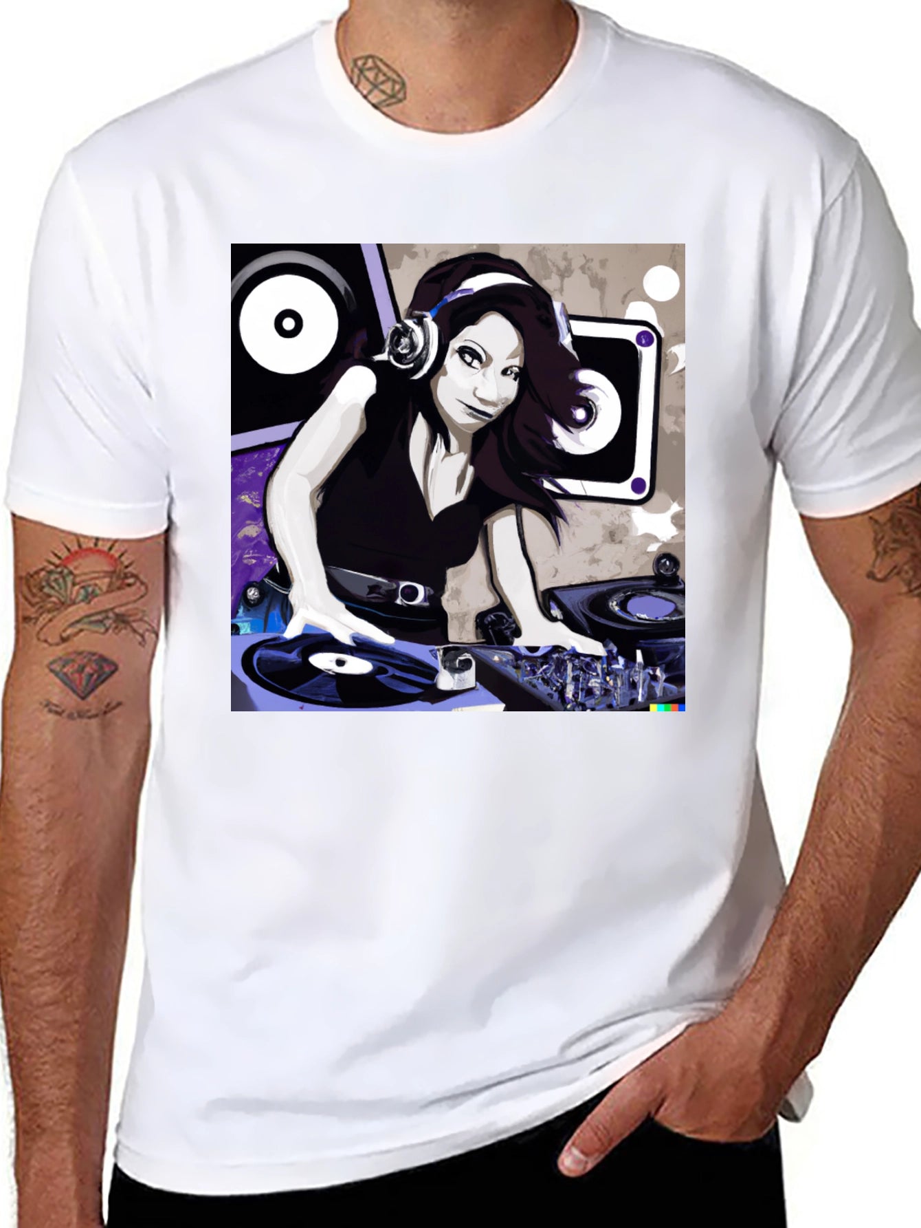DJ Girl Graphic Tee - Black Cotton T-Shirt