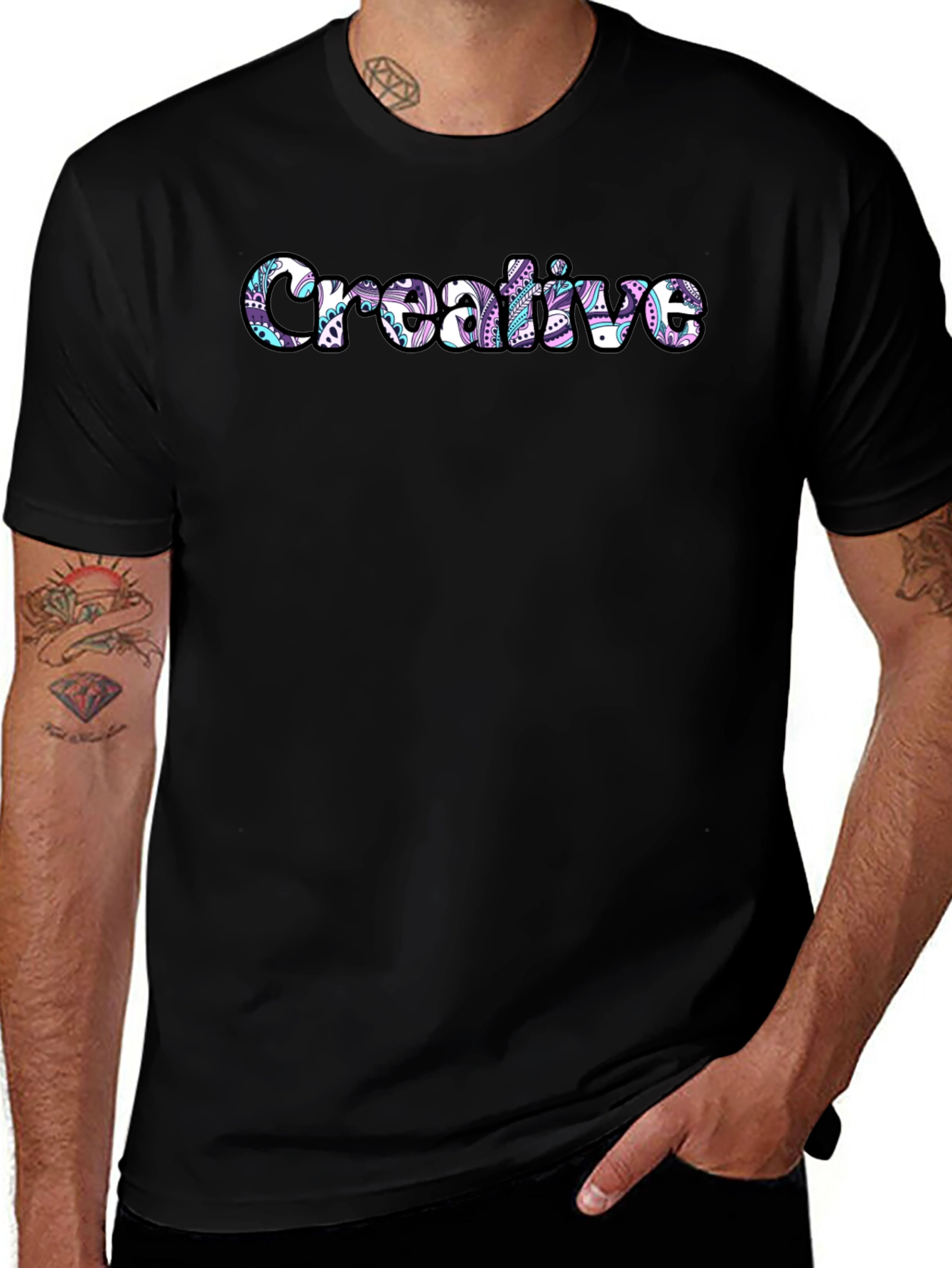 Creative Patterned Graphic T-Shirt