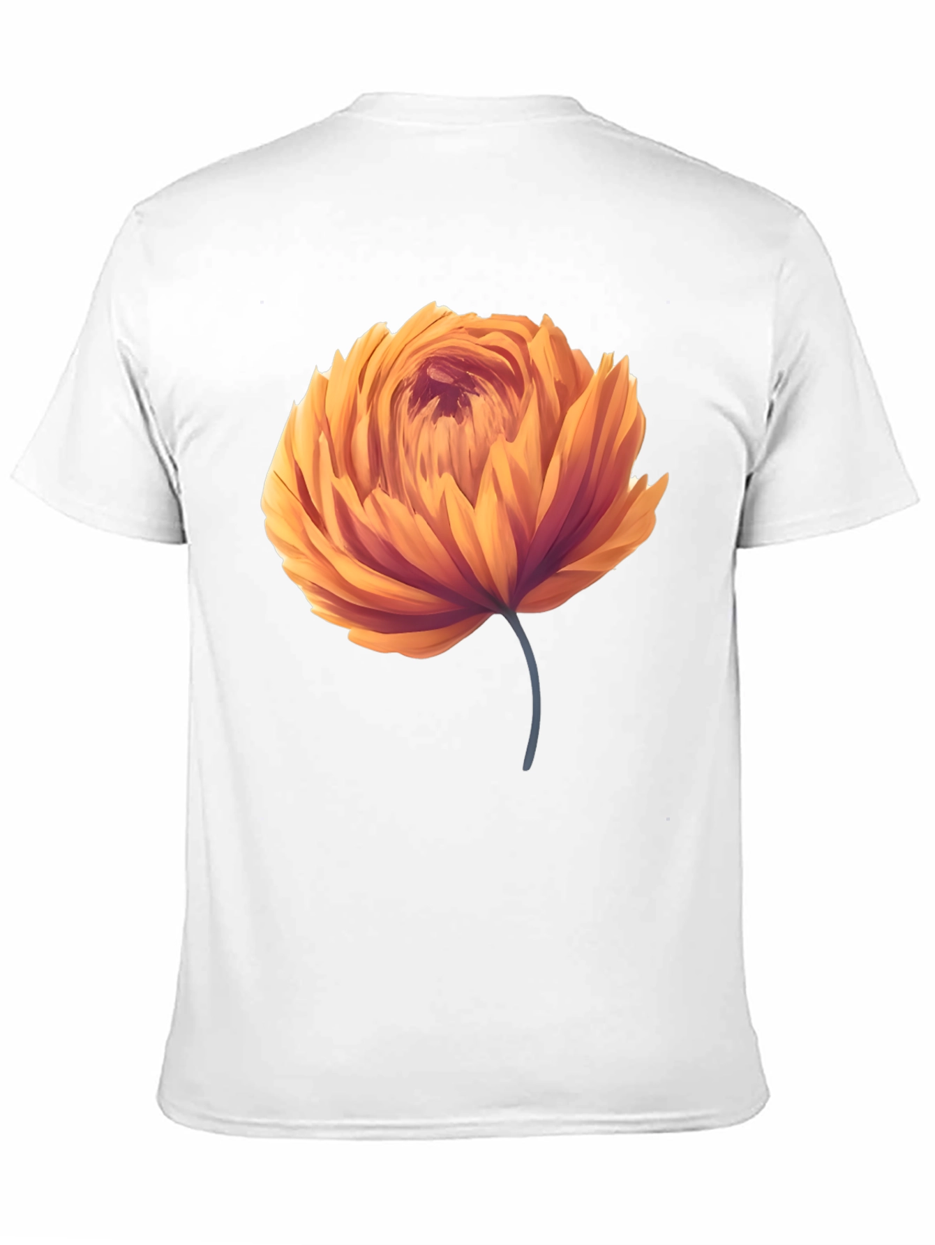 Orange Flower Graphic Black T-Shirt