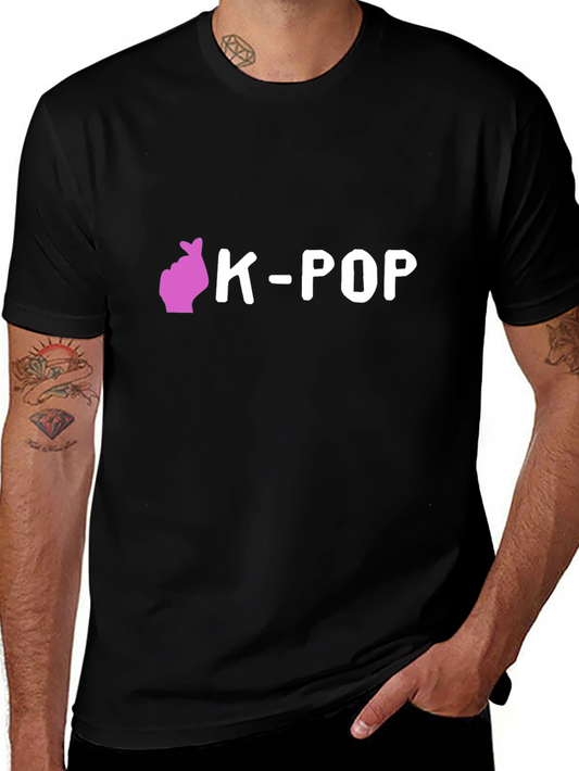 K-Pop Heart Gesture Black T-Shirt