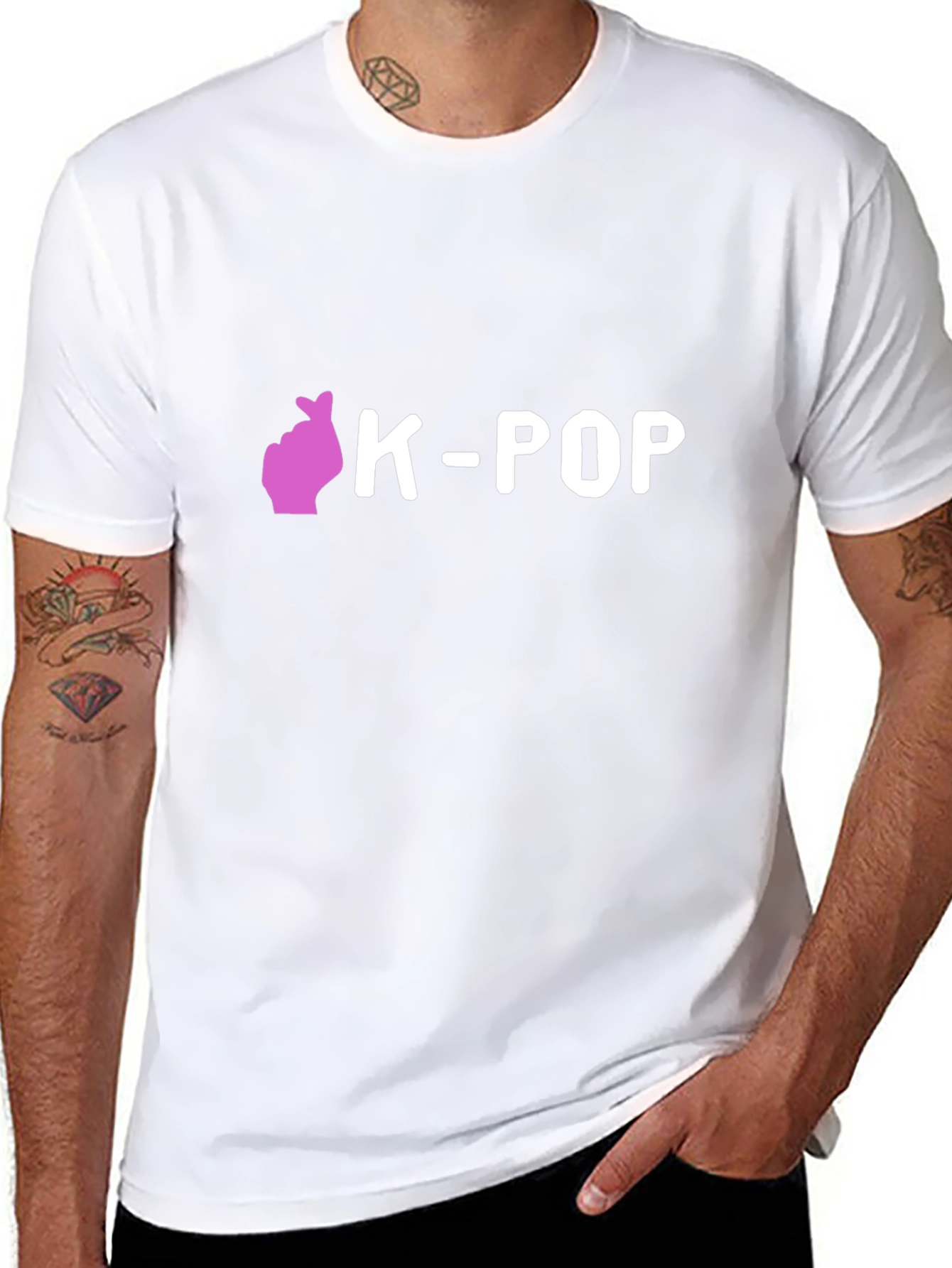 K-Pop Heart Gesture Black T-Shirt