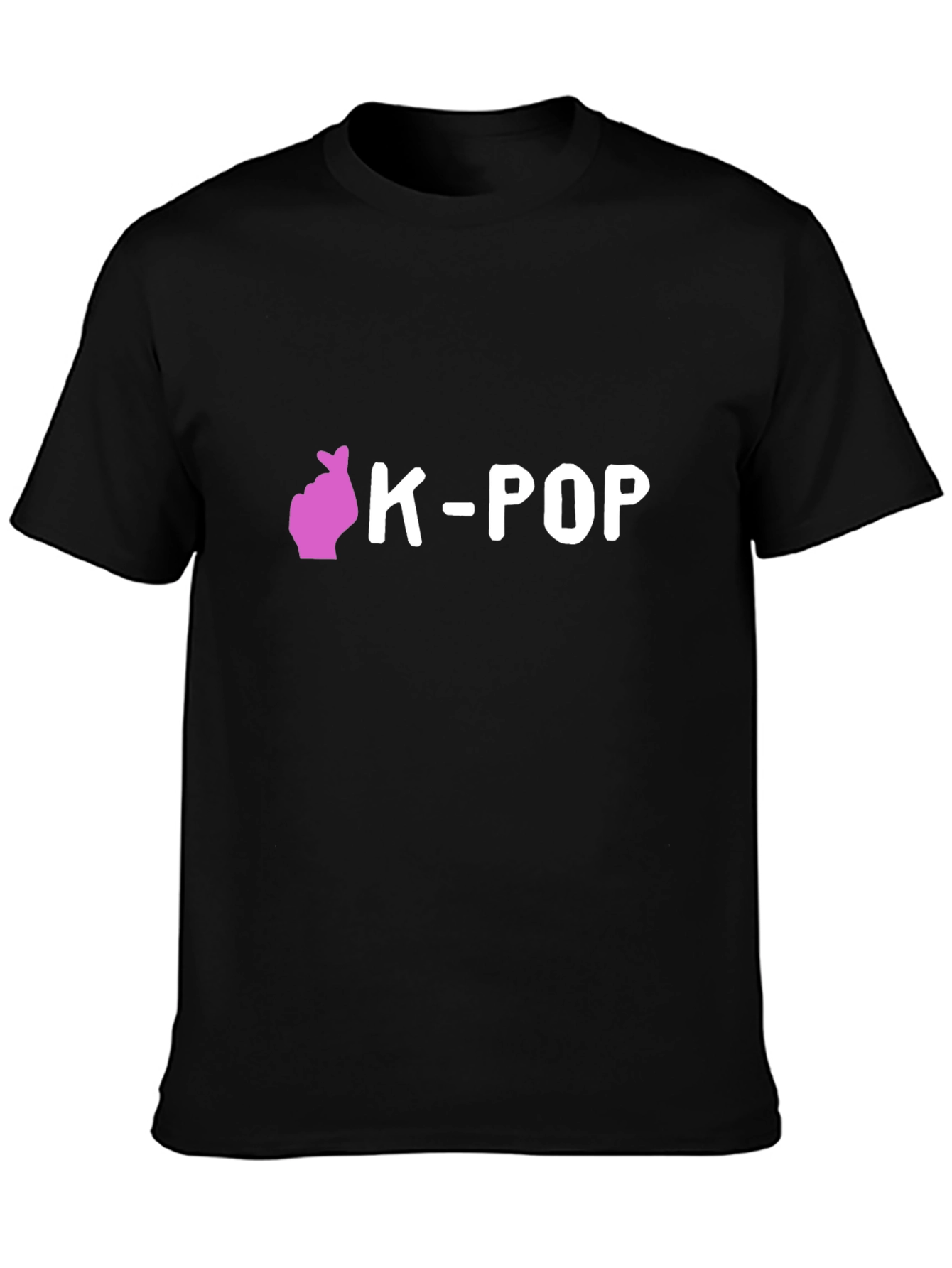 K-Pop Heart Gesture Black T-Shirt