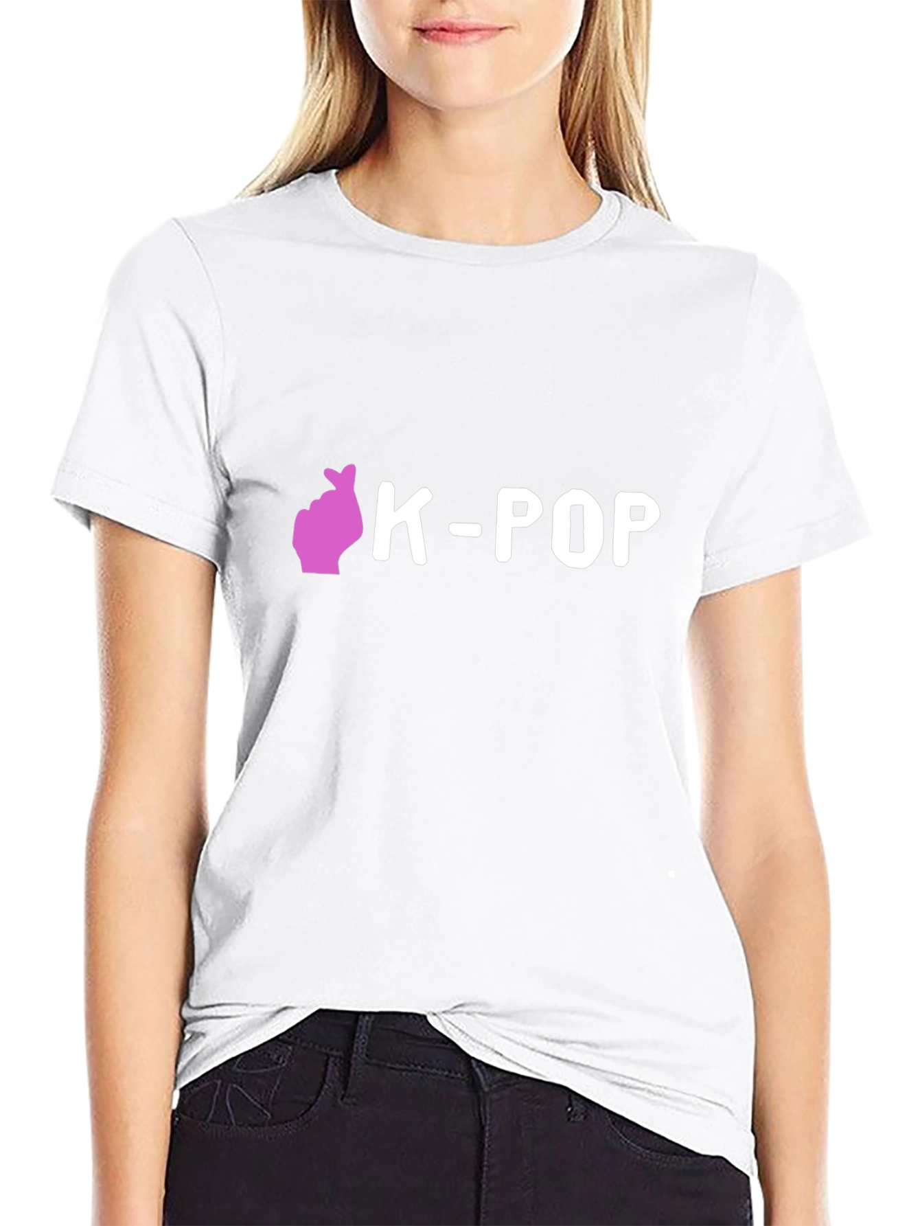 K-Pop Heart Gesture Black T-Shirt