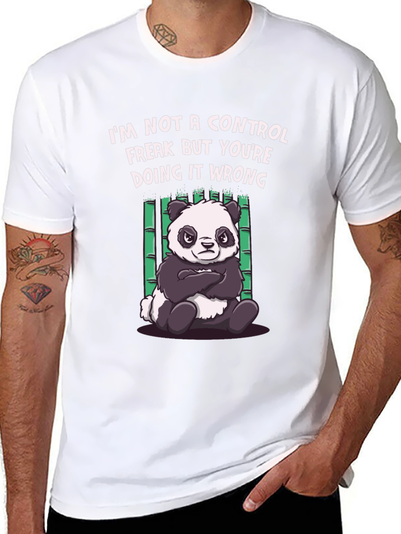 Funny Panda Control Freak Graphic T-Shirt