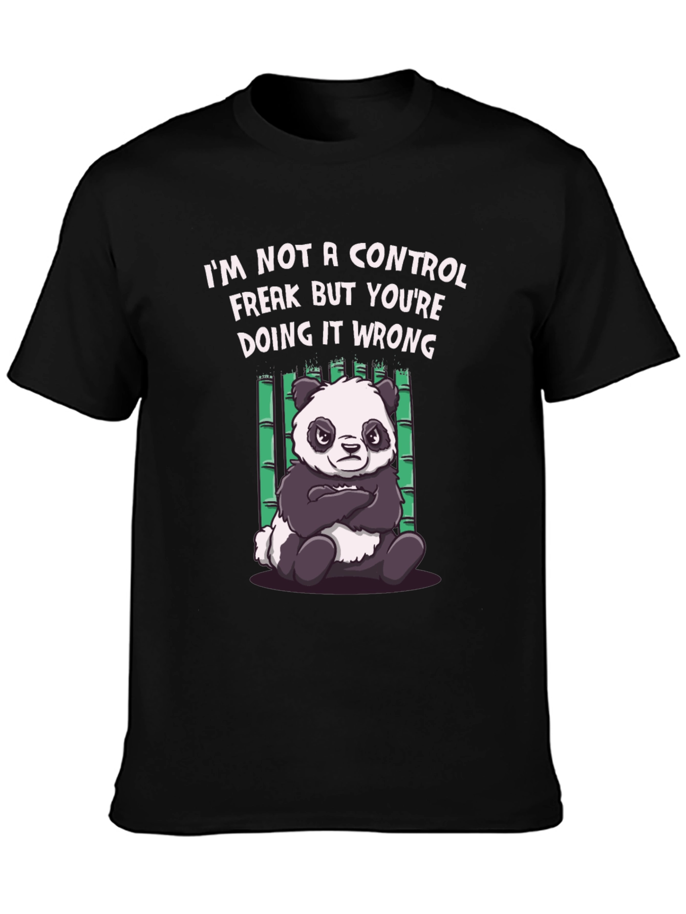 Funny Panda Control Freak Graphic T-Shirt