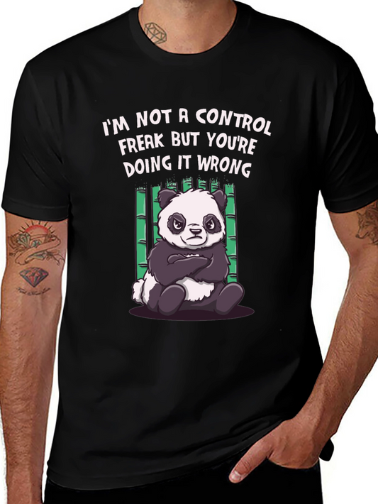 Funny Panda Control Freak Graphic T-Shirt