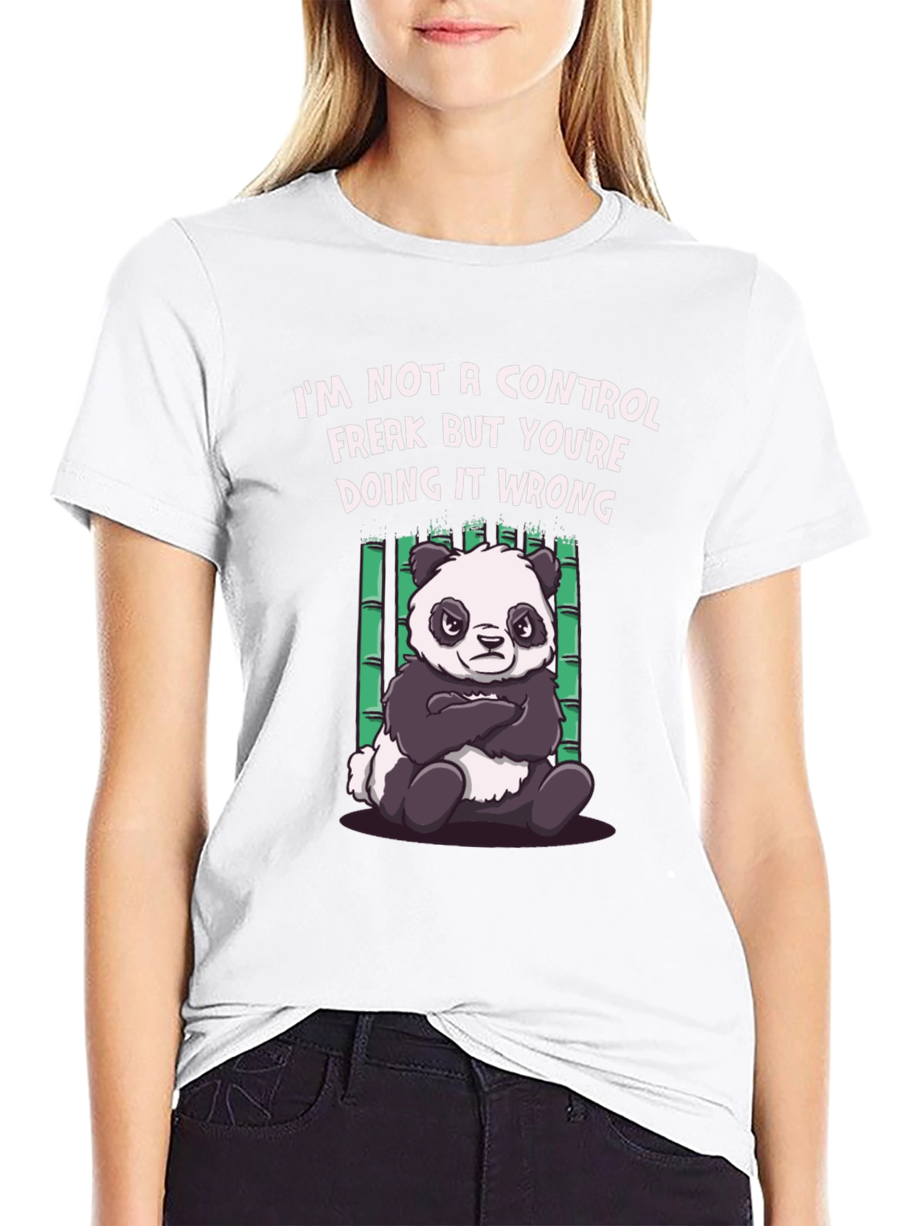 Funny Panda Control Freak Graphic T-Shirt