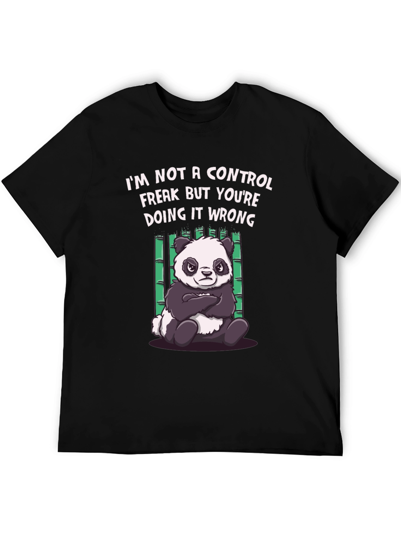 Funny Panda Control Freak Graphic T-Shirt