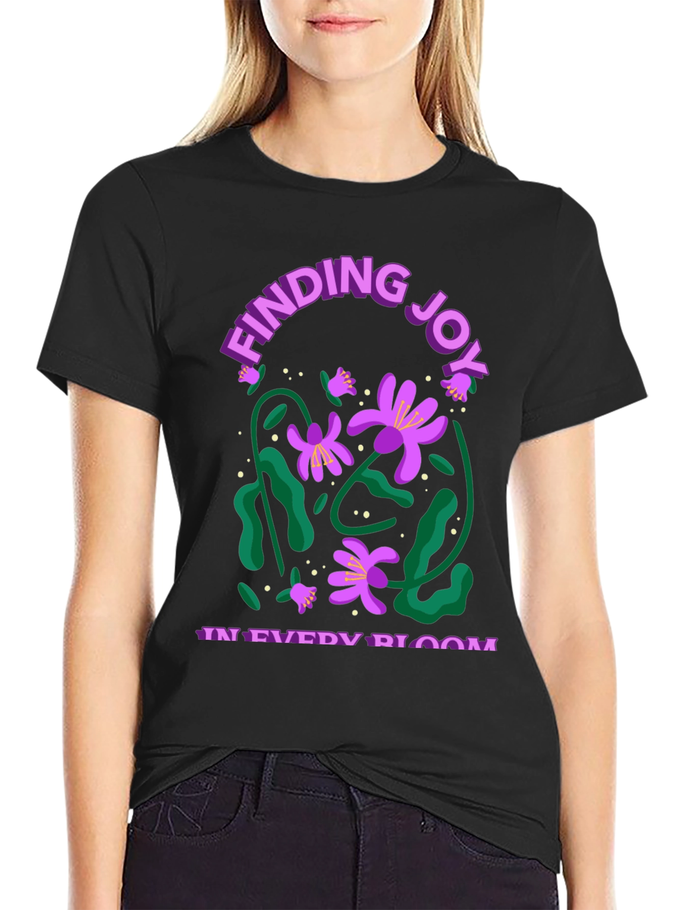 Finding Joy in Every Bloom Black Graphic Tee