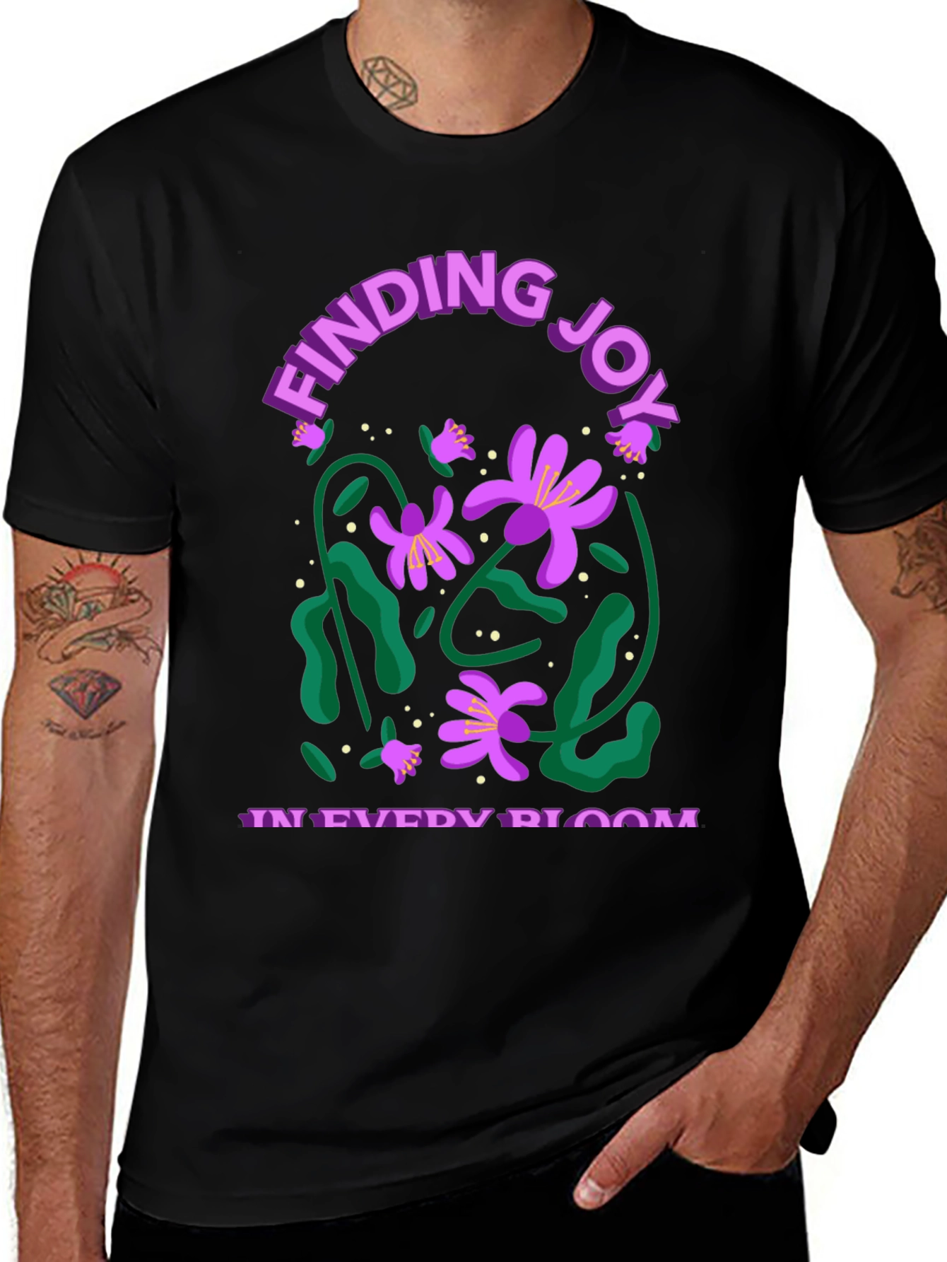 Finding Joy in Every Bloom Black Graphic Tee