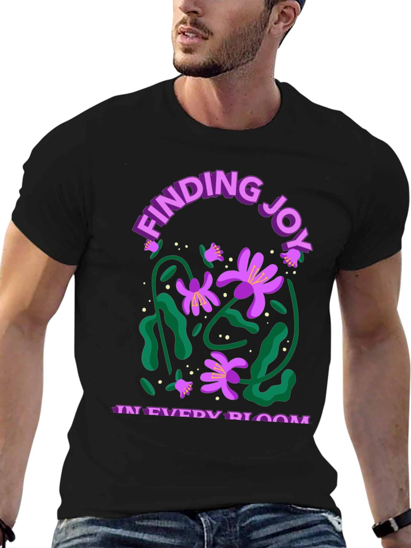 Finding Joy in Every Bloom Black Graphic Tee
