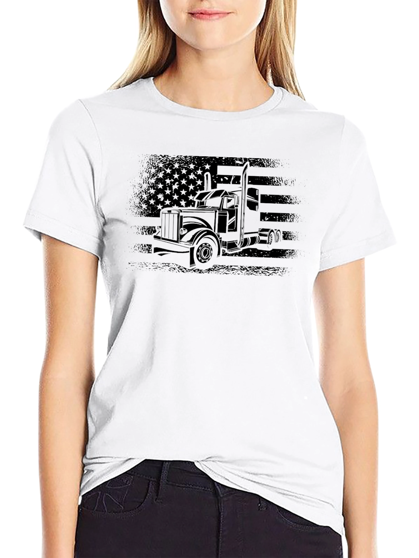 American Trucker Tee - Black Graphic T-Shirt
