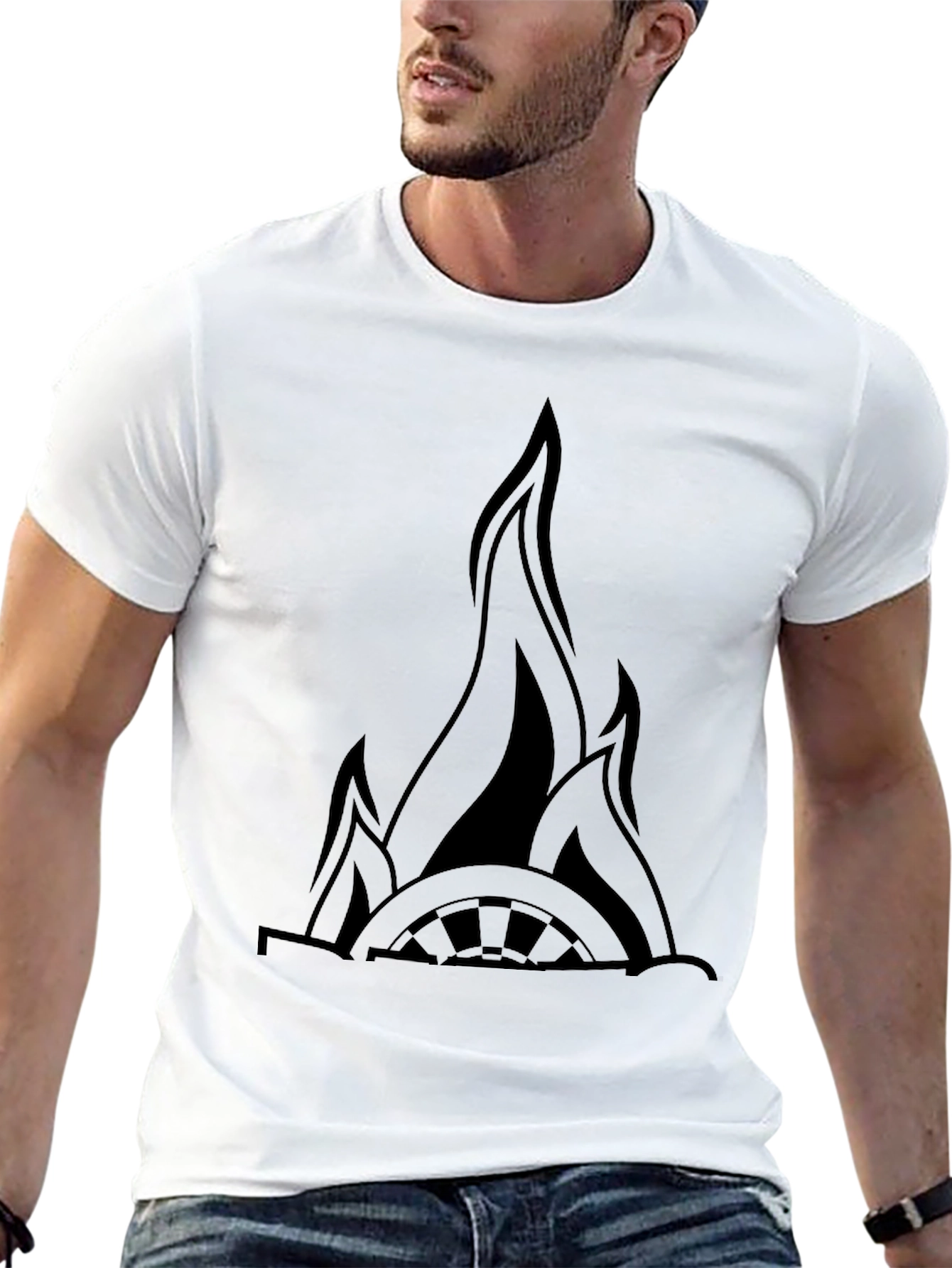 Flaming Wheel Black Graphic Tee