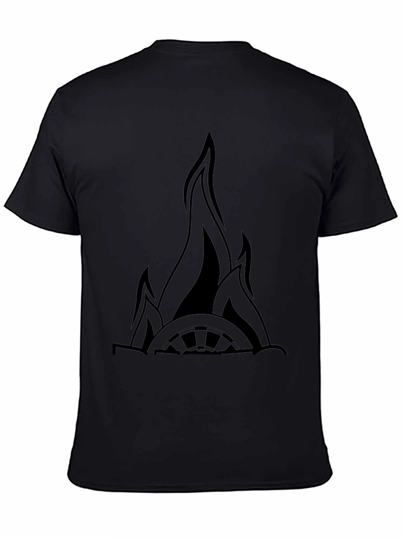Flaming Wheel Black Graphic Tee