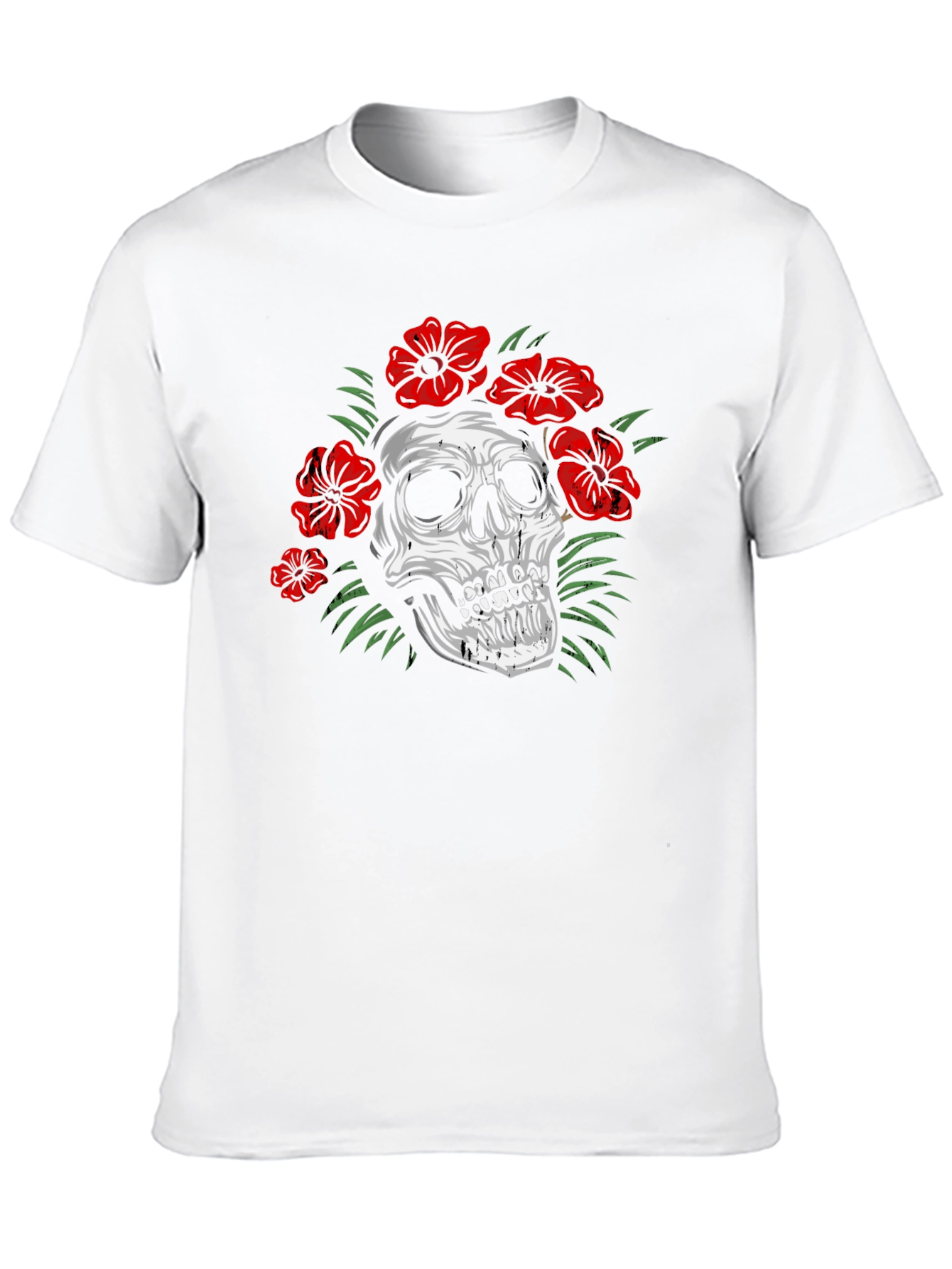 Skull Floral Graphic Print T-Shirt
