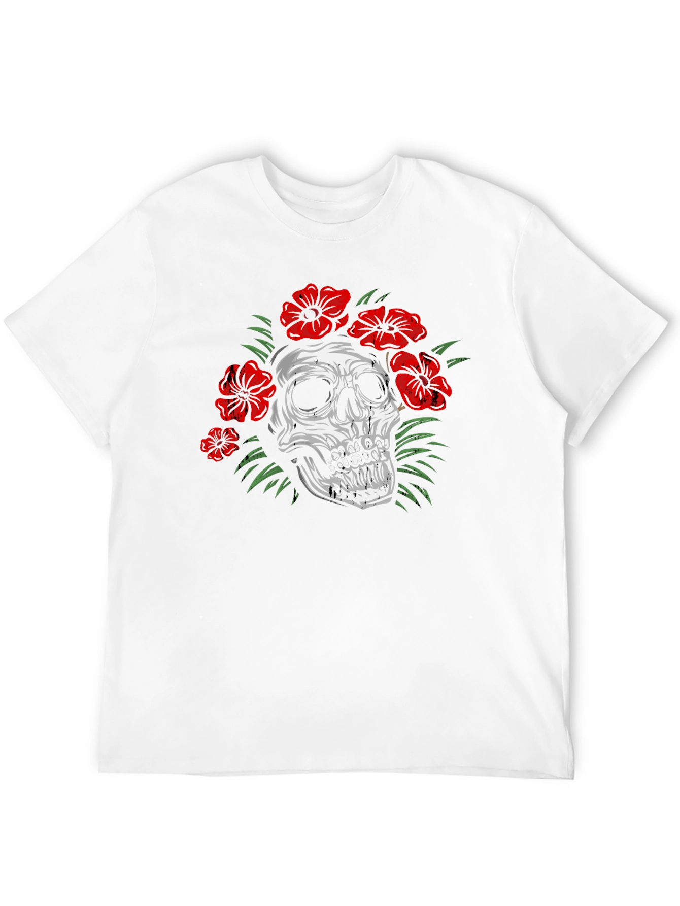 Skull Floral Graphic Print T-Shirt
