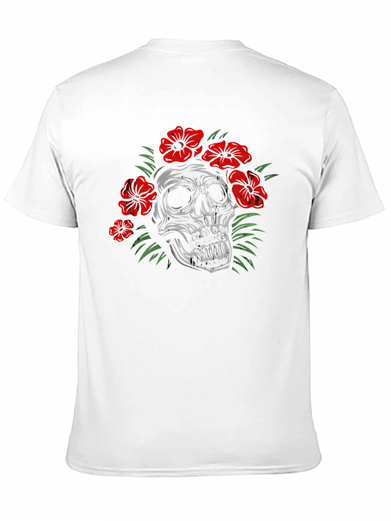 Skull Floral Graphic Print T-Shirt