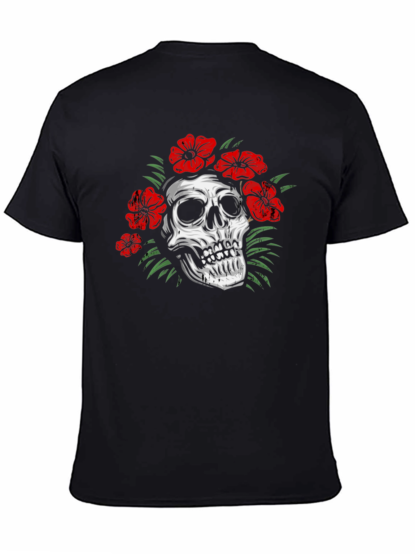 Skull Floral Graphic Print T-Shirt