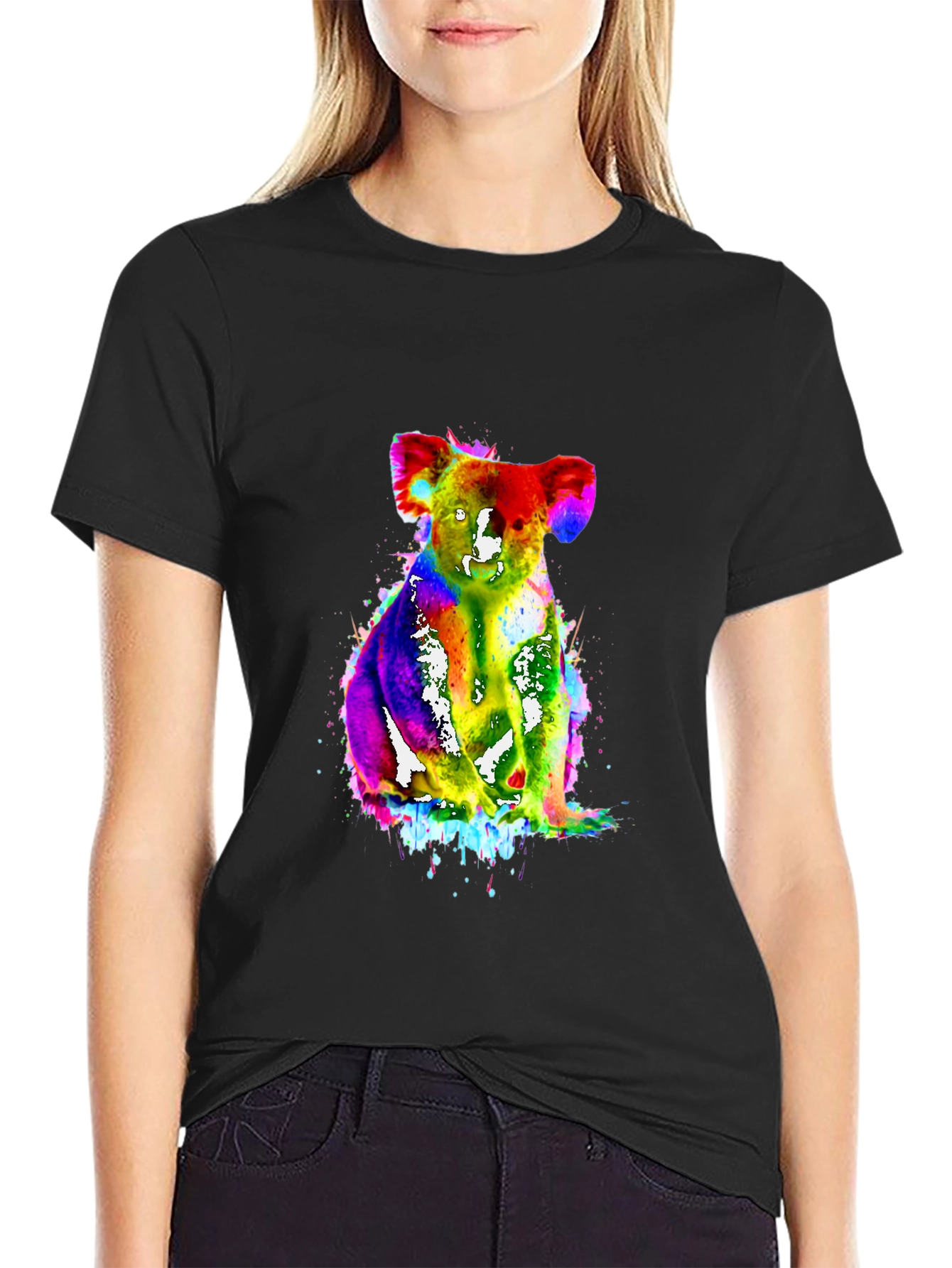 Vibrant Koala Tee - Mens Black Graphic T-Shirt