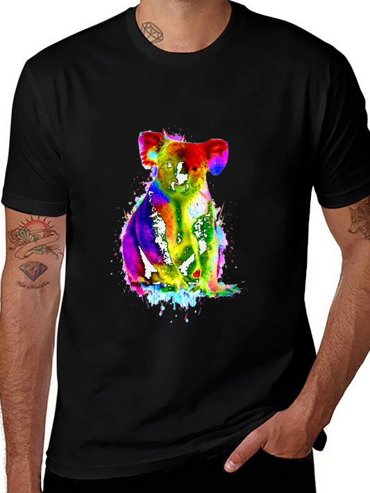 Vibrant Koala Tee - Mens Black Graphic T-Shirt