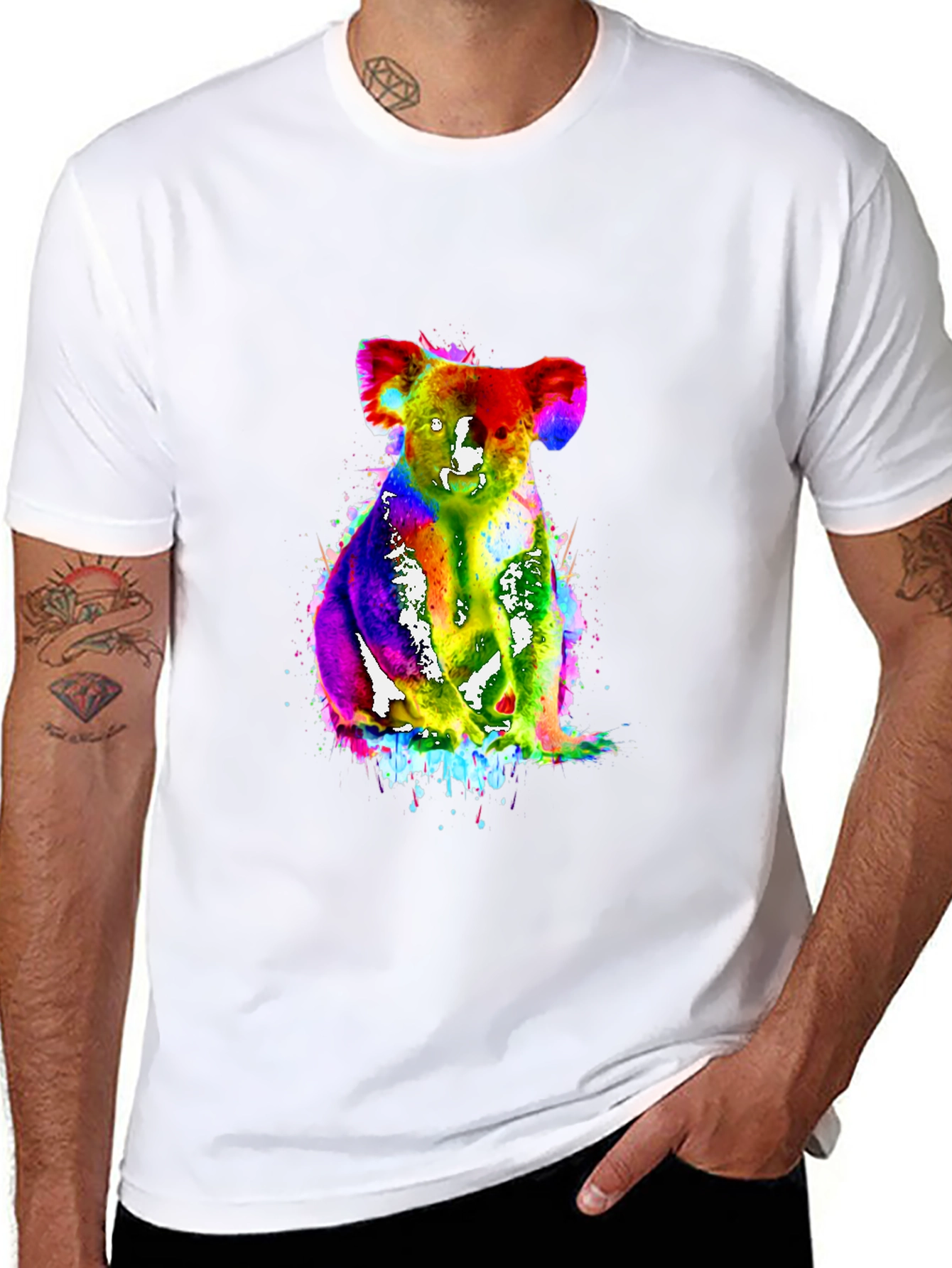 Vibrant Koala Tee - Mens Black Graphic T-Shirt