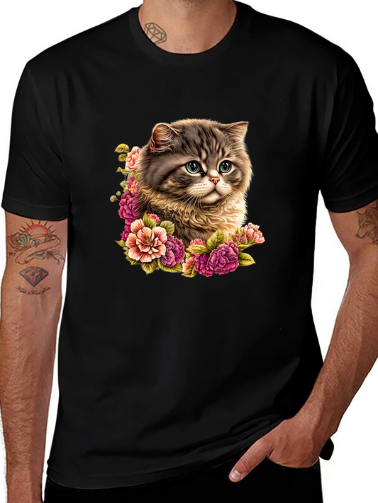 Floral Cat T-Shirt - Cute & Stylish Graphic Tee