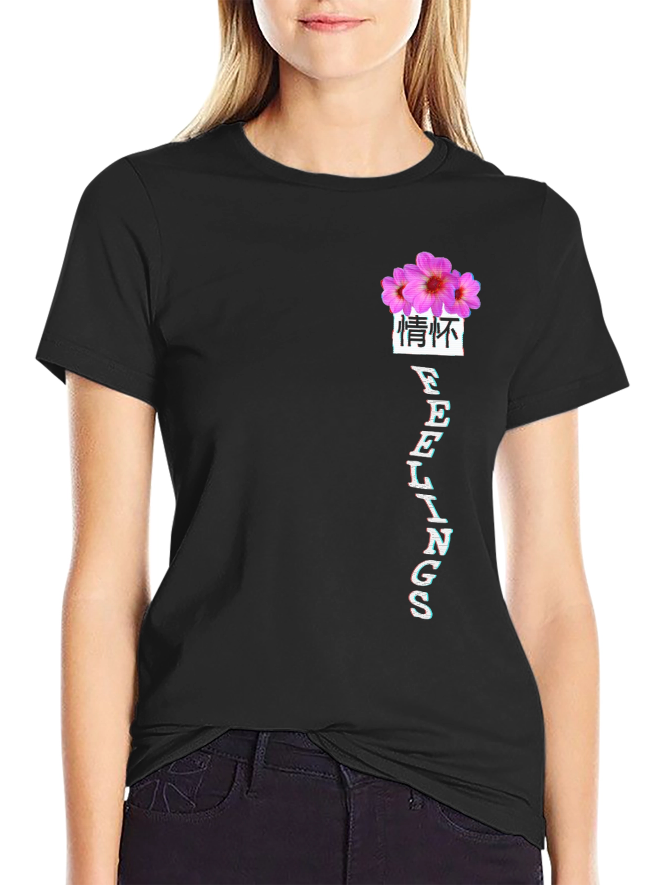 Floral Feelings Graphic Tee - Black