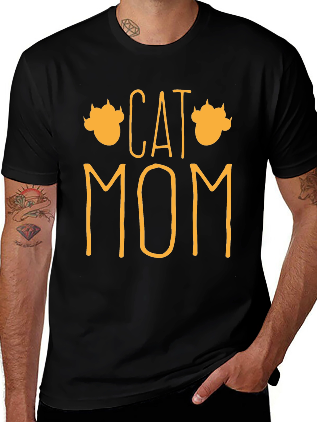 Cat Mom Graphic T-Shirt - Black