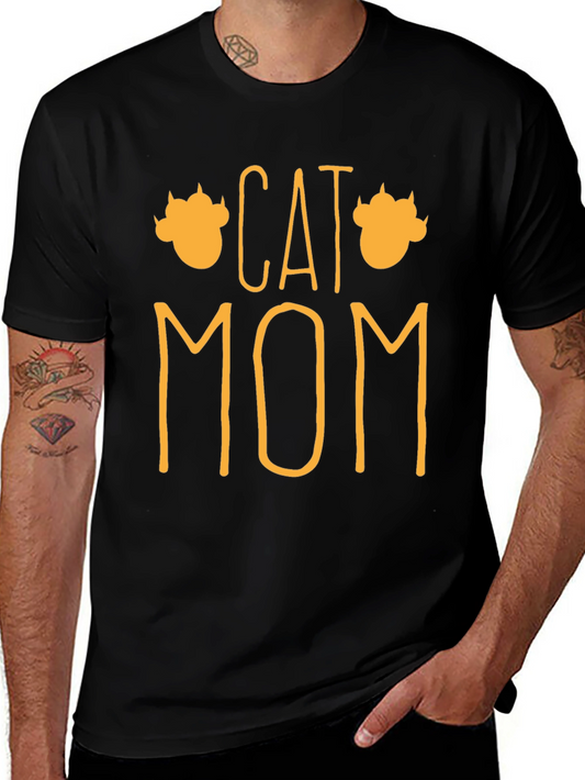 Cat Mom Graphic T-Shirt - Black