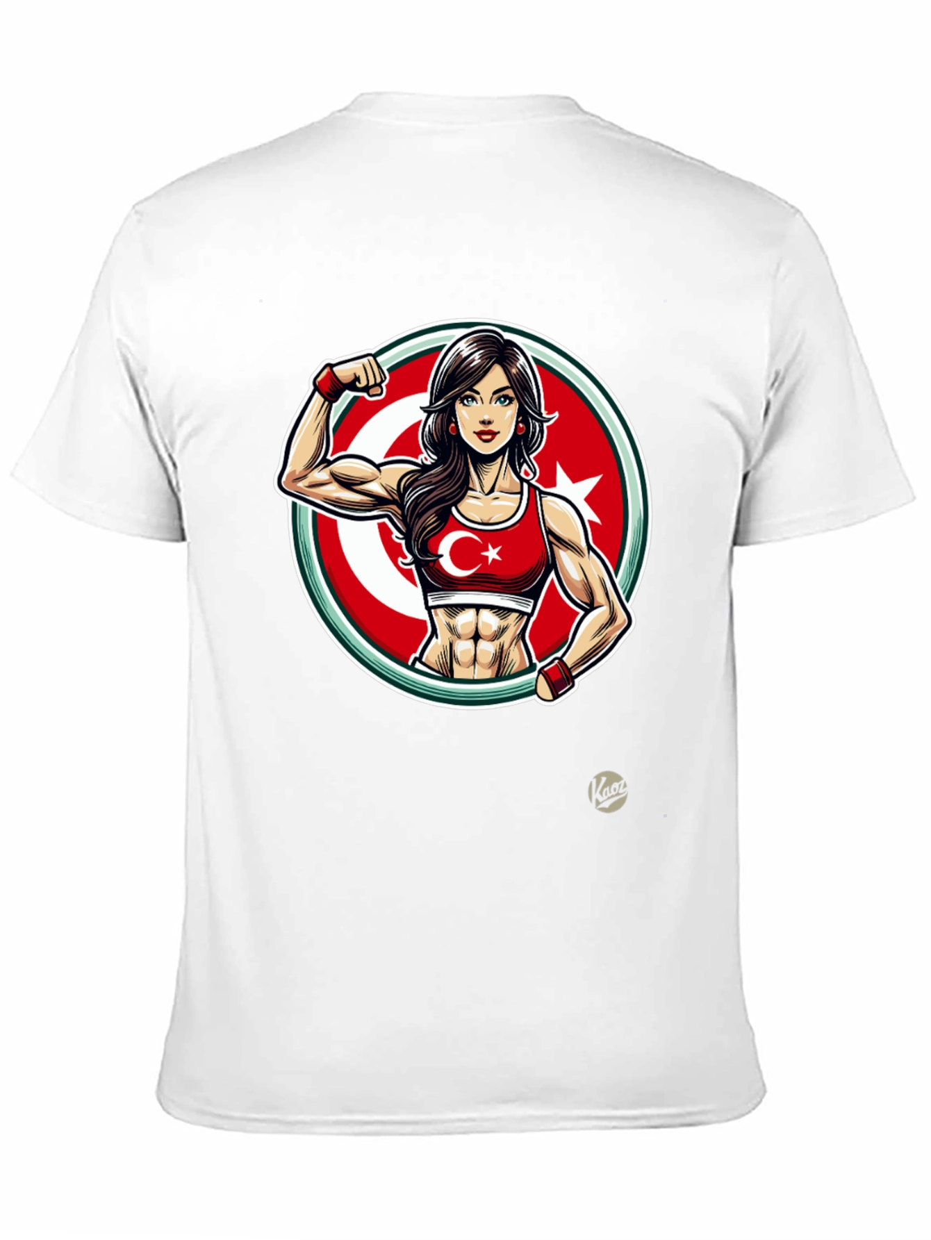 Turkey Flag Muscle Girl T-Shirt - Patriotic Fitness Tee
