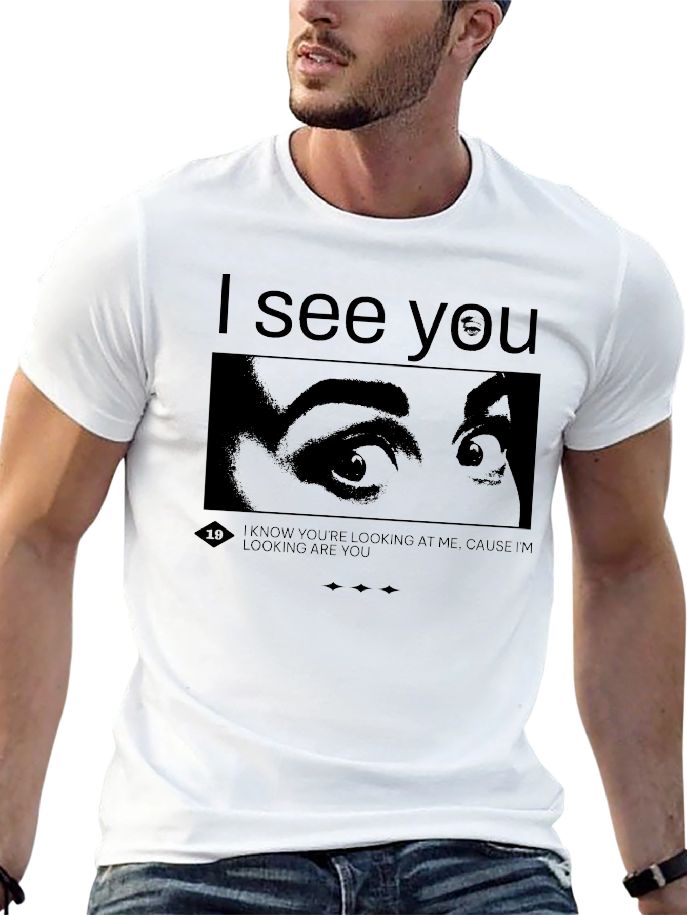 I See You Graphic Tee - Black Cotton T-Shirt
