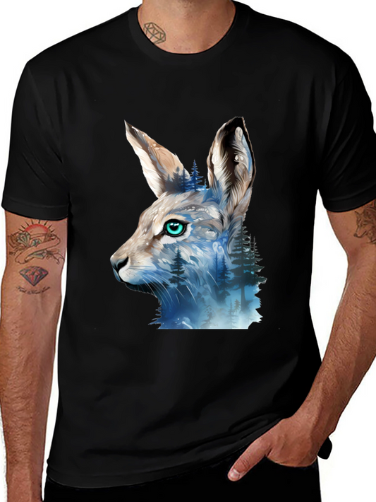 Hare Forest Graphic Tee - Unique Animal Print T-Shirt