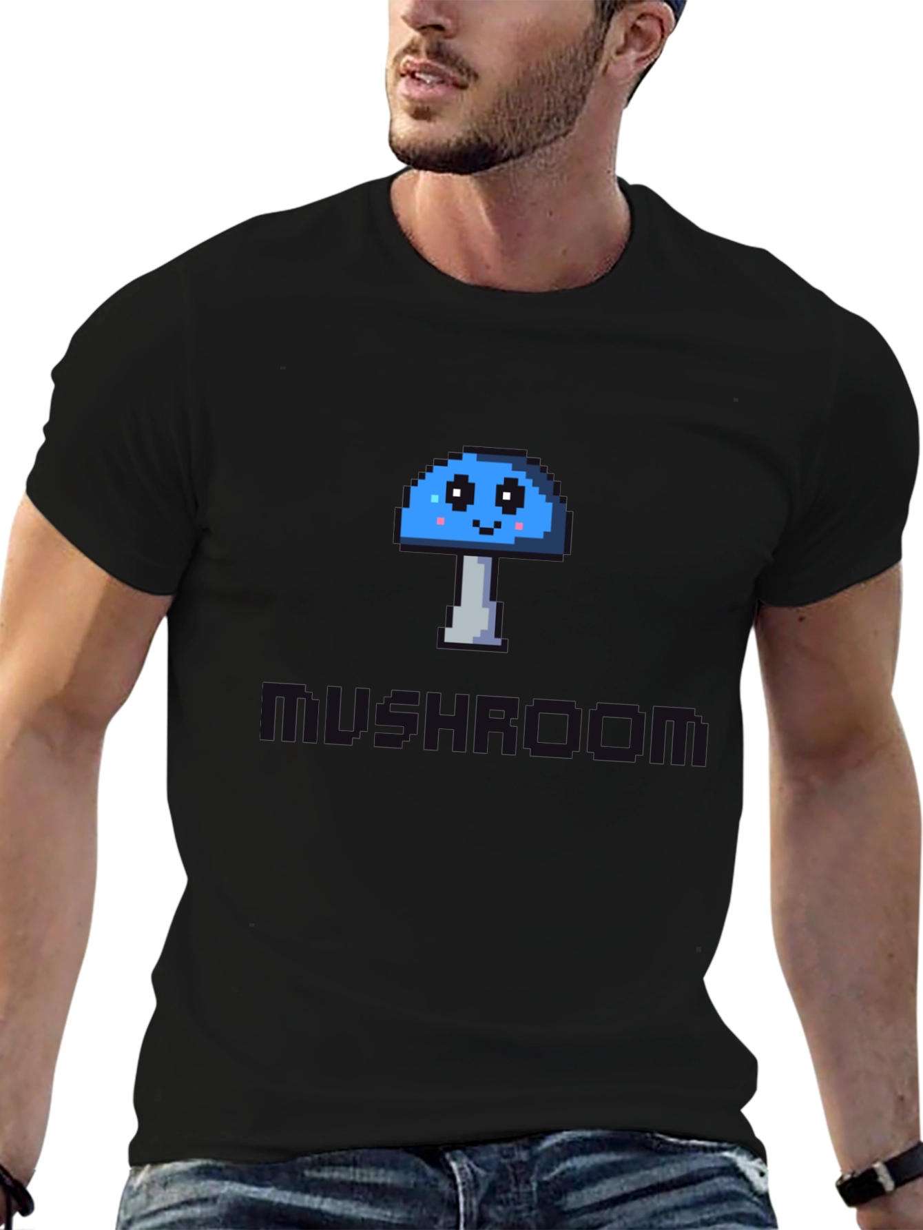 Pixel Mushroom Graphic Tee - Unisex Cotton Blend