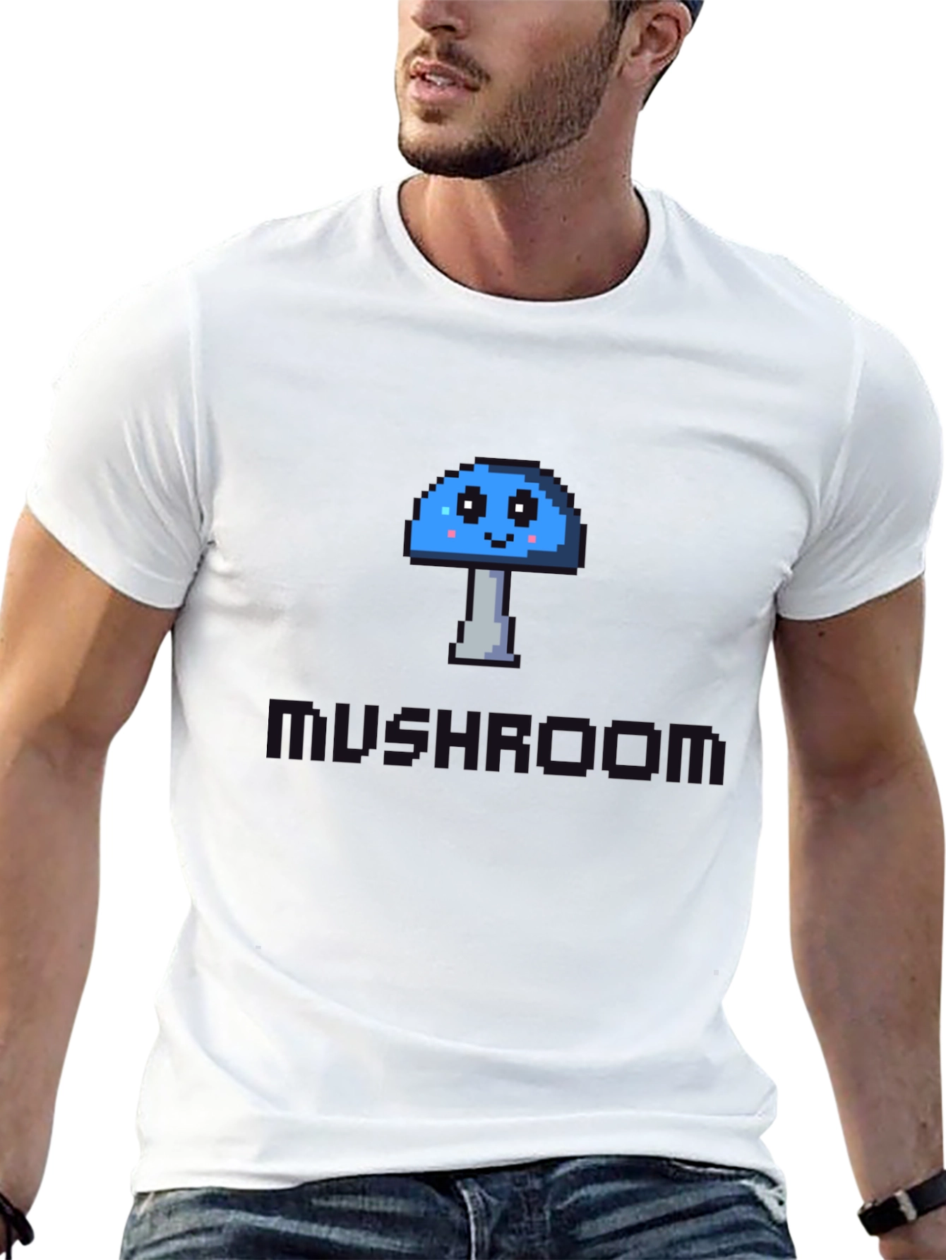 Pixel Mushroom Graphic Tee - Unisex Cotton Blend