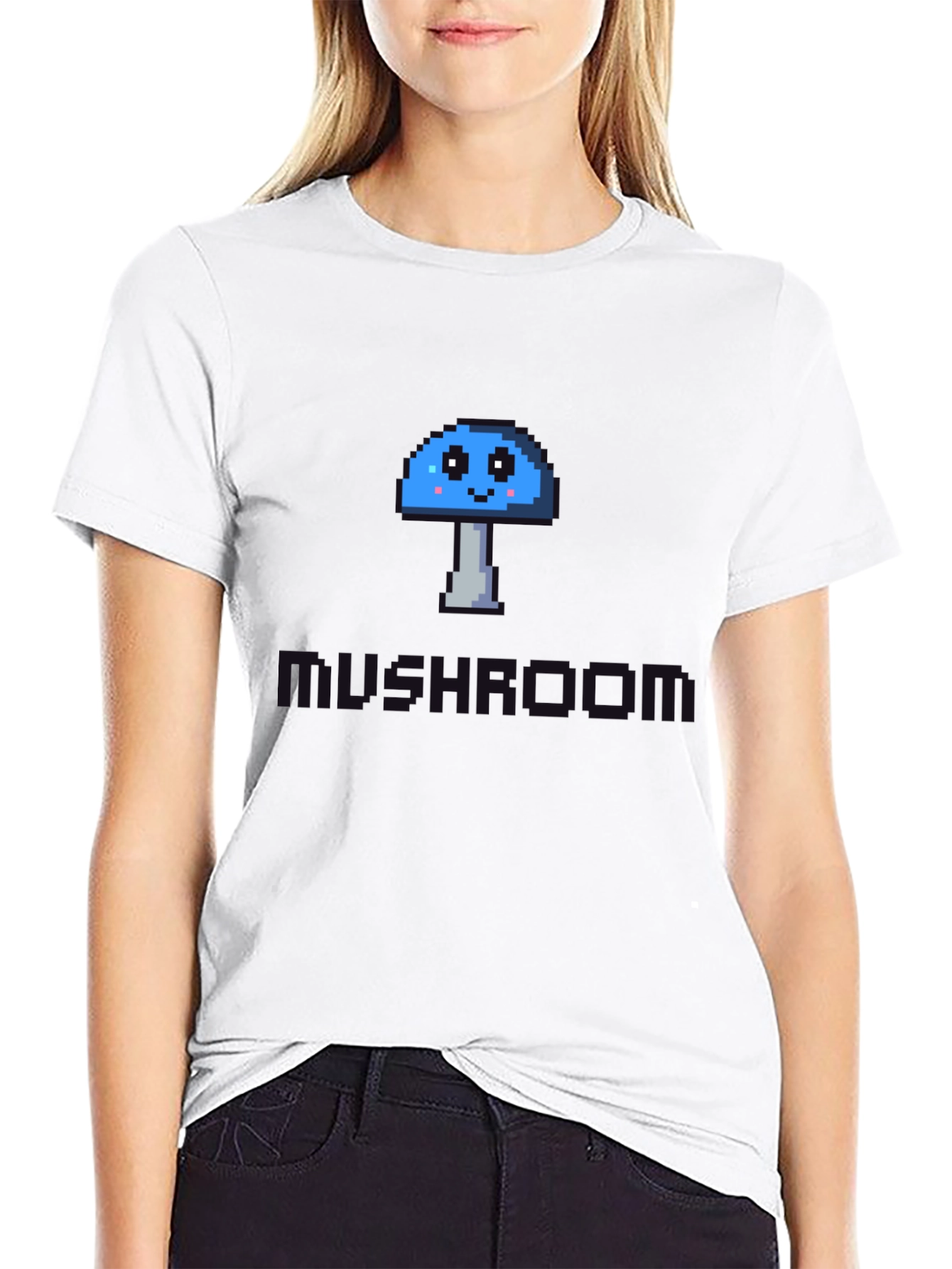 Pixel Mushroom Graphic Tee - Unisex Cotton Blend