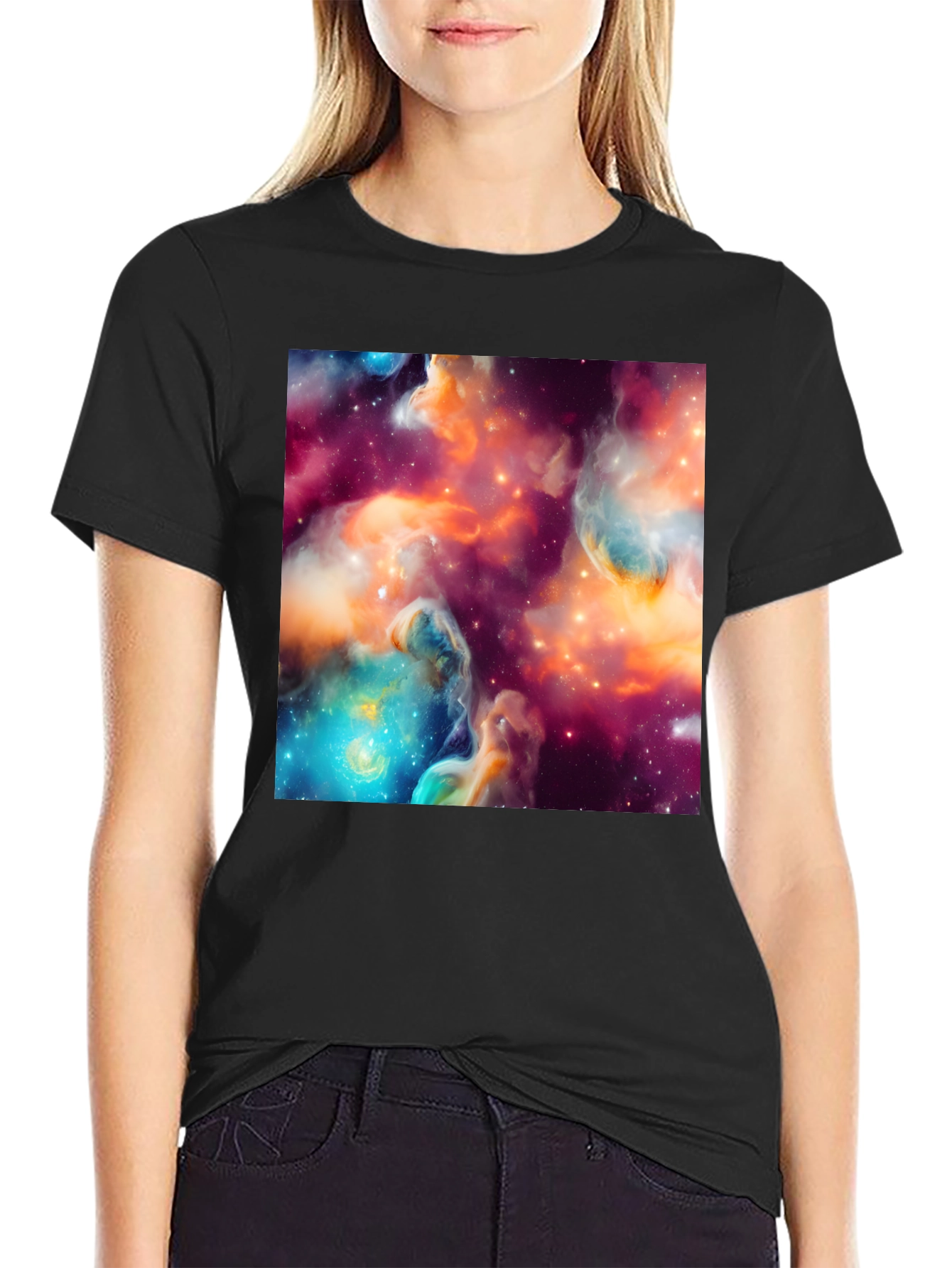 Nebula Print Black T-Shirt