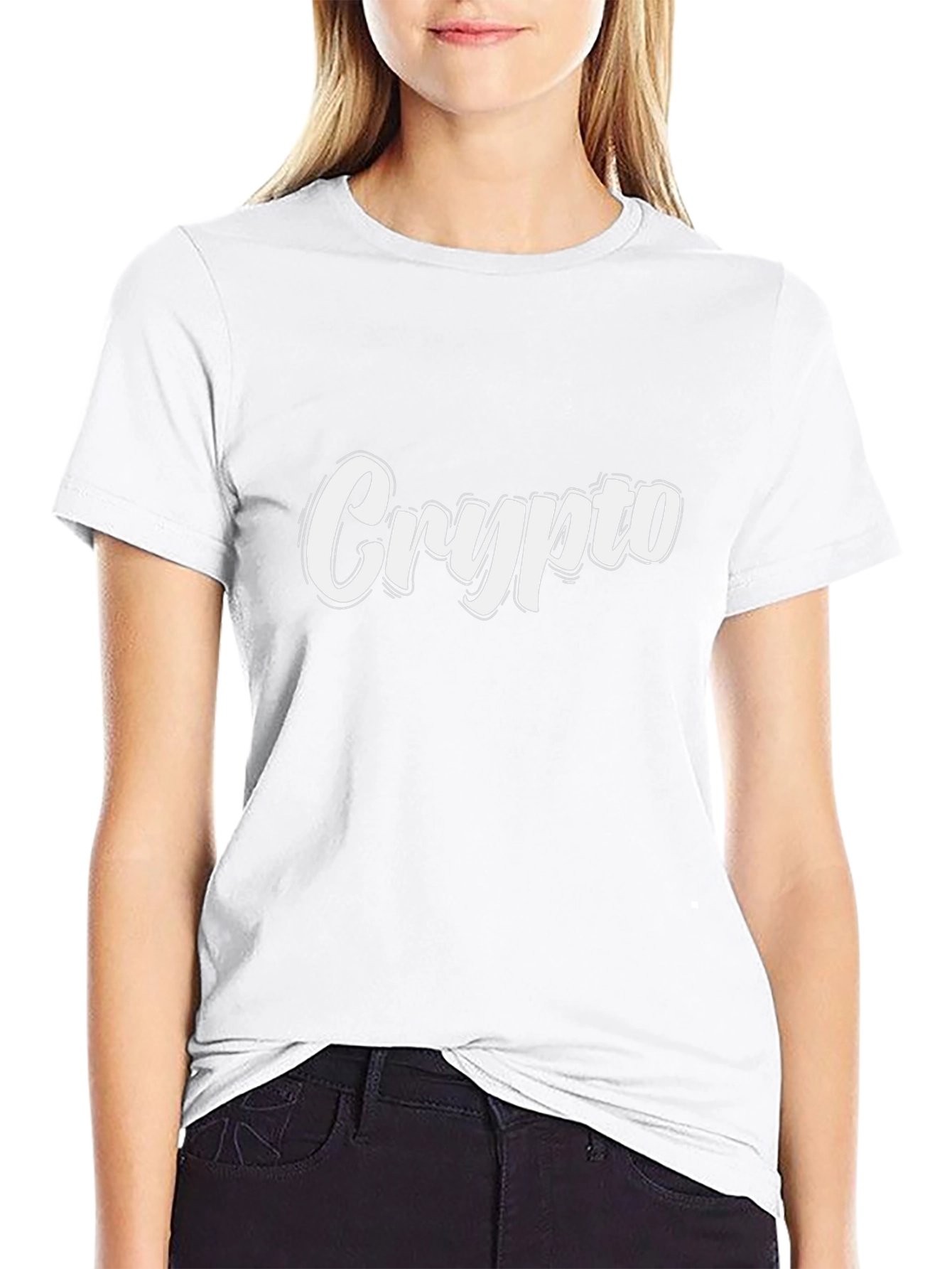 Crypto White Graphic Black T-Shirt