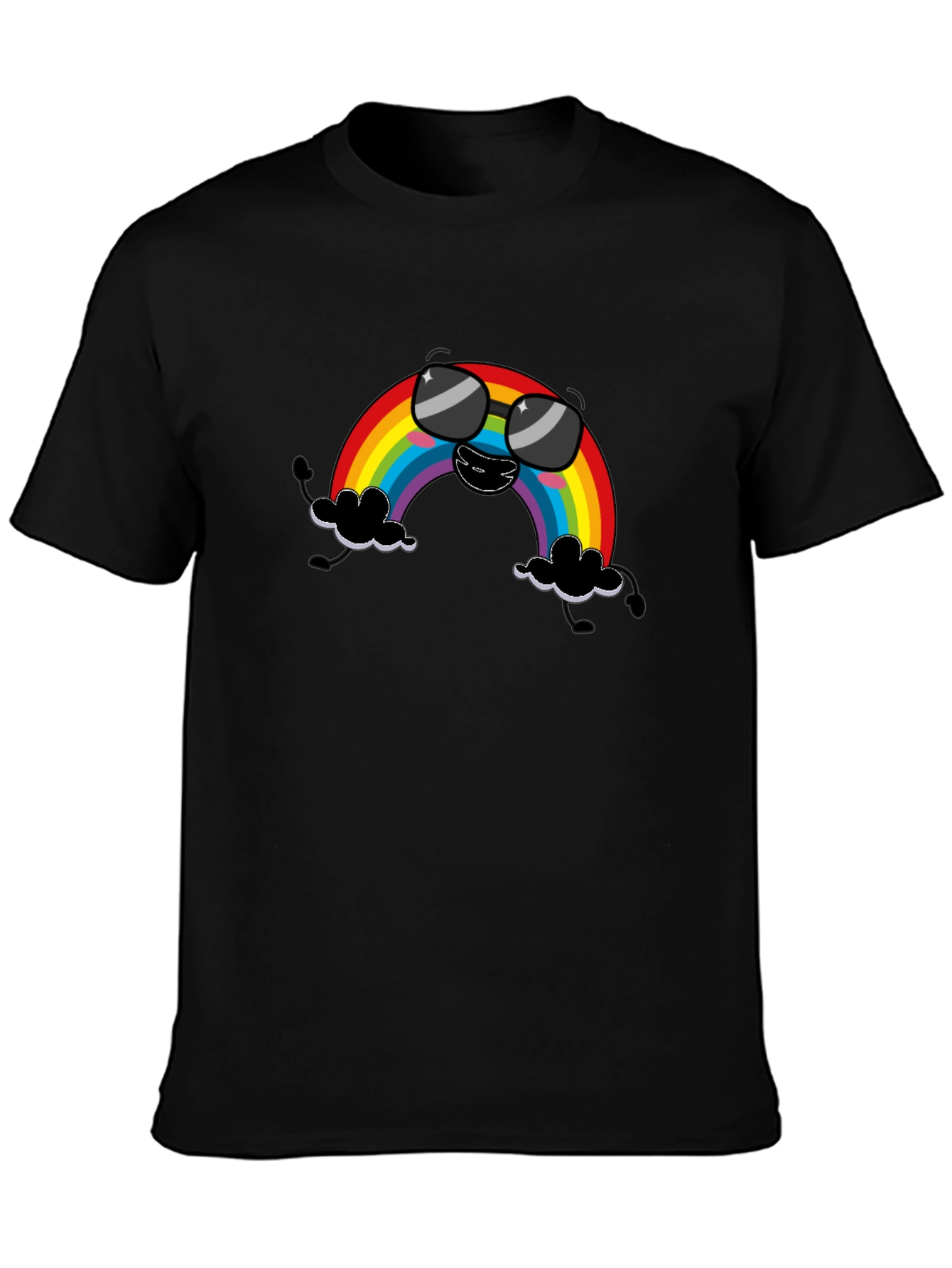 Cool Rainbow Graphic T-Shirt - Black Cotton Tee