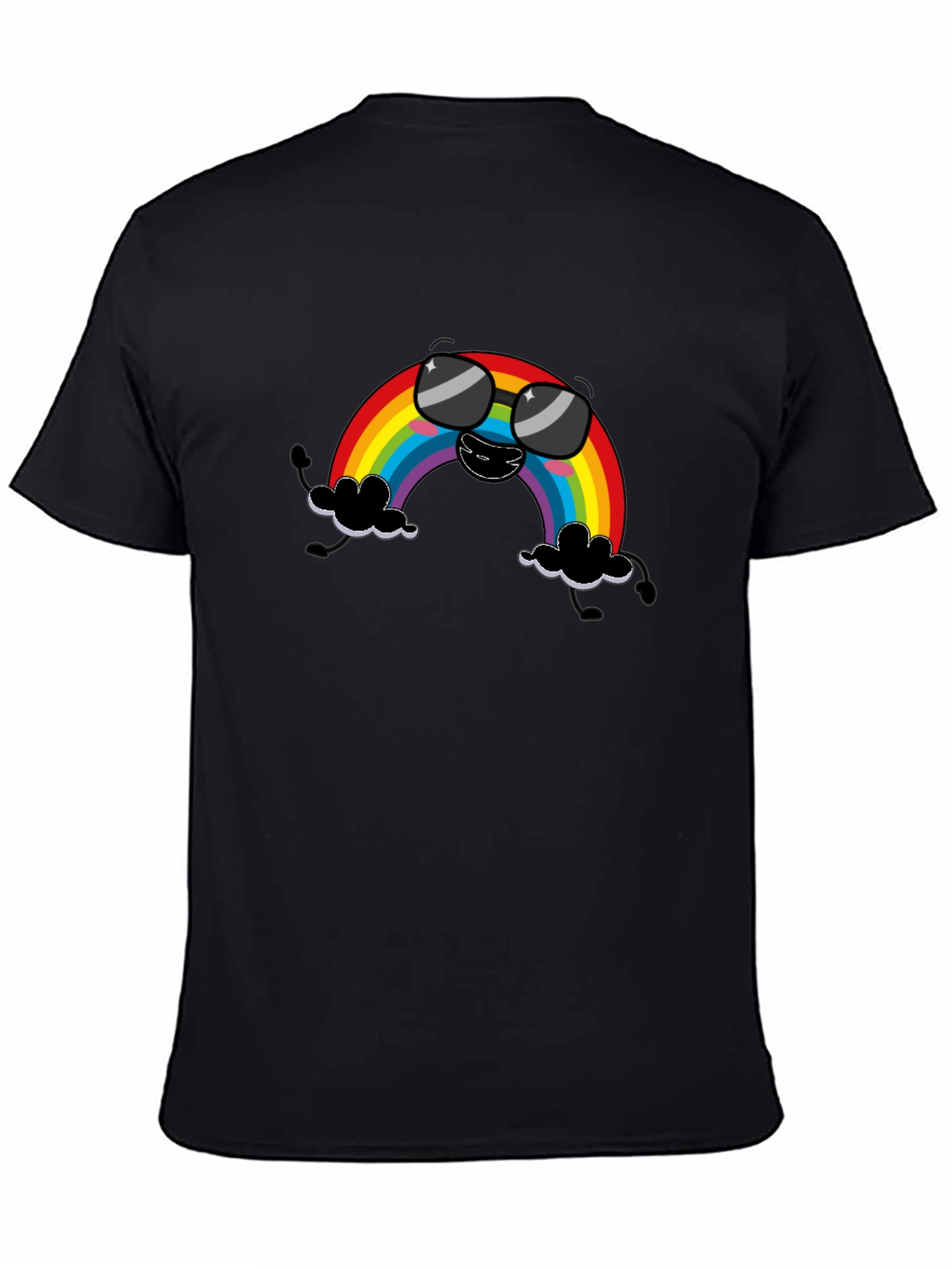 Cool Rainbow Graphic T-Shirt - Black Cotton Tee