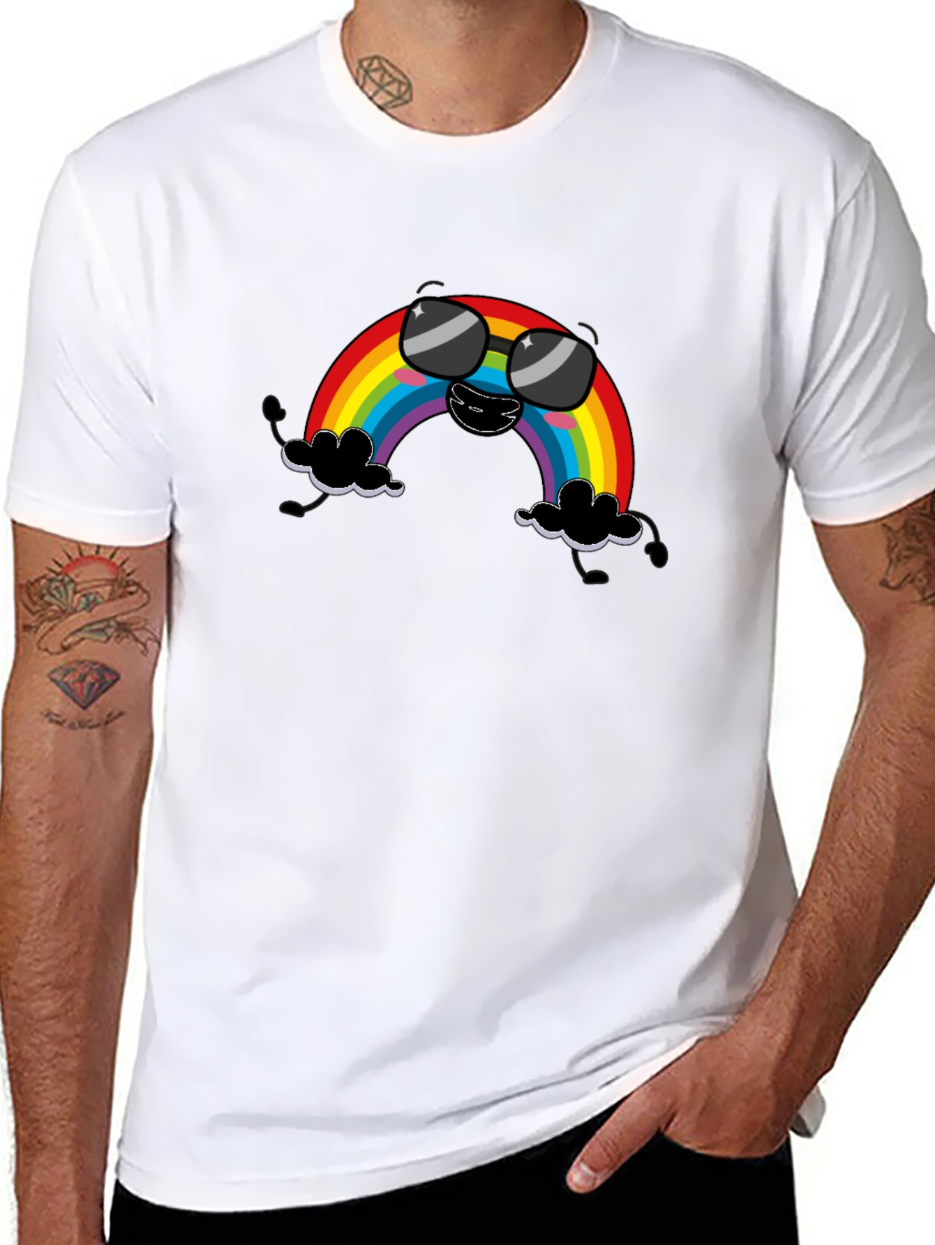 Cool Rainbow Graphic T-Shirt - Black Cotton Tee